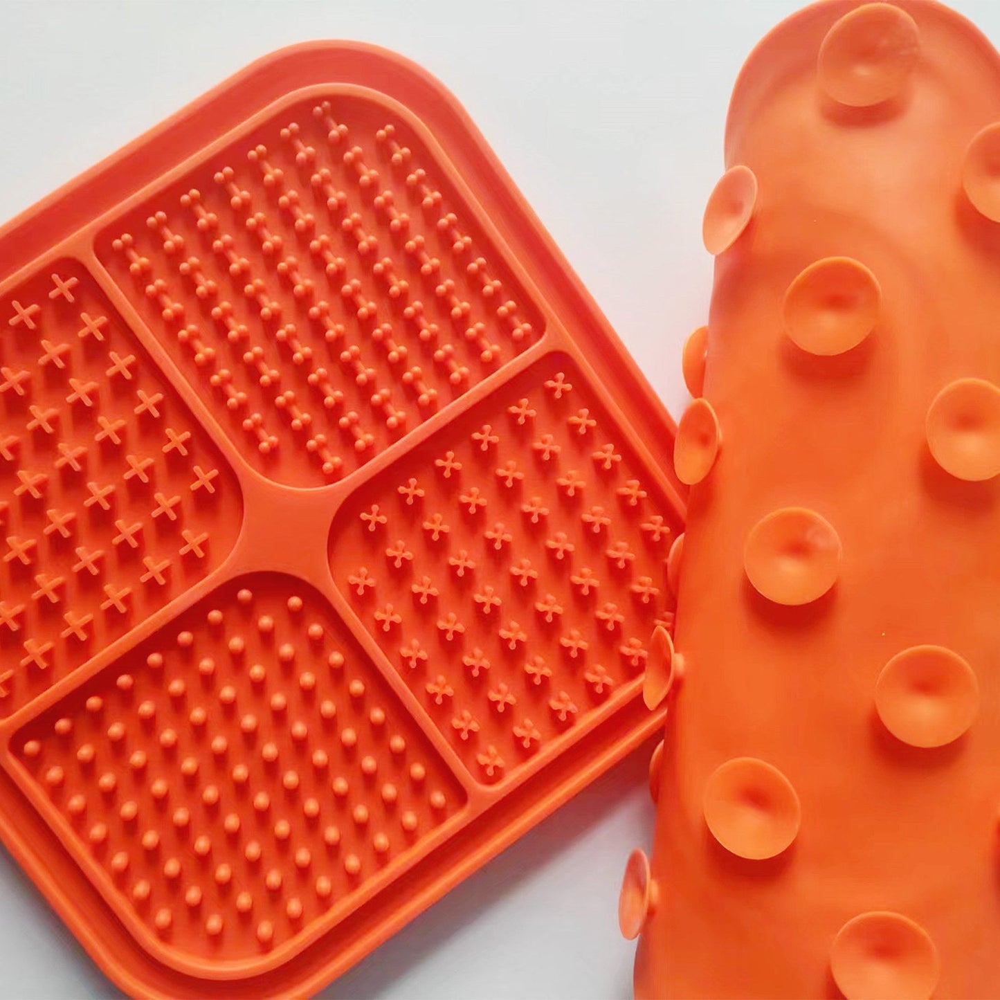 Pawfriends 4in1 Silicone Pet Lick Mat Cat Puppy Dog Slow Feeder Grooming Helper Mat Orange - DogsDomain.com.au