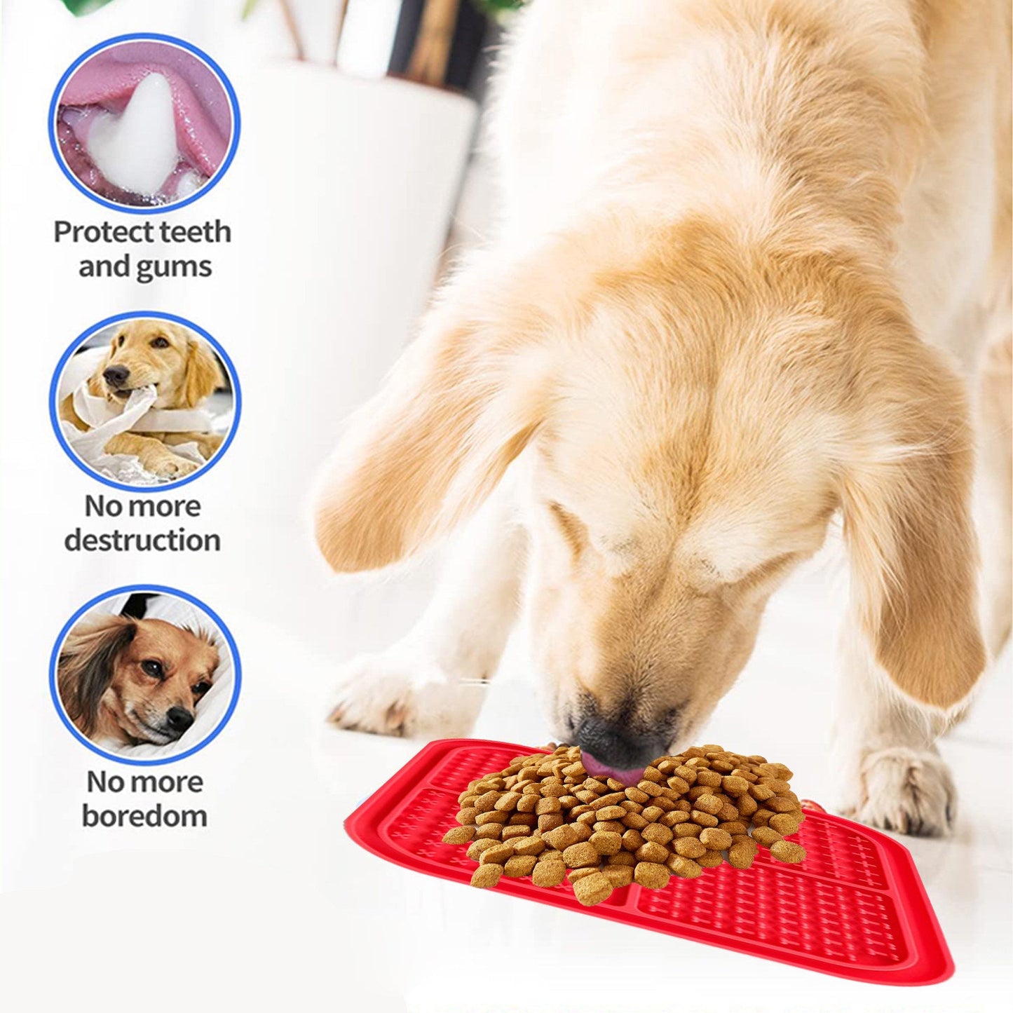 Pawfriends 4in1 Silicone Pet Lick Mat Cat Puppy Dog Slow Feeder Grooming Helper Mat Red - DogsDomain.com.au