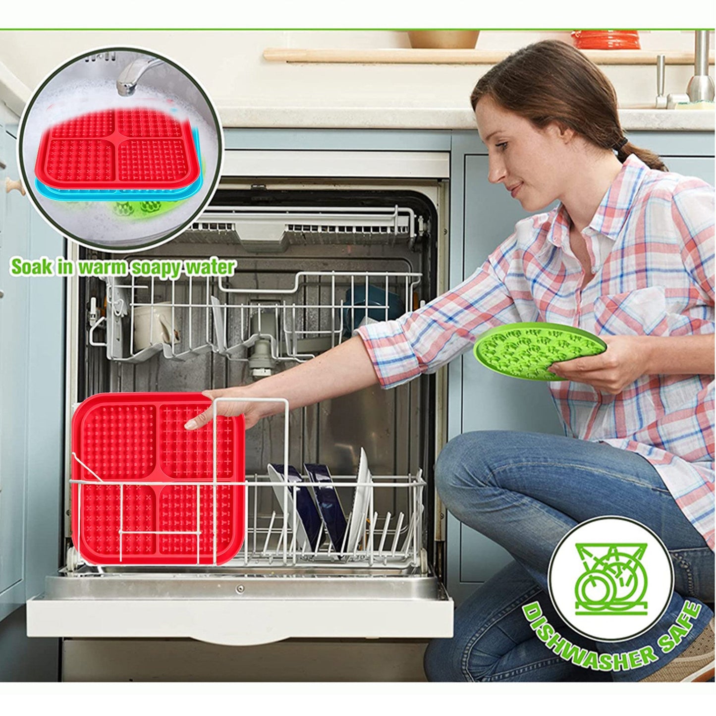 Pawfriends 4in1 Silicone Pet Lick Mat Cat Puppy Dog Slow Feeder Grooming Helper Mat Red - DogsDomain.com.au