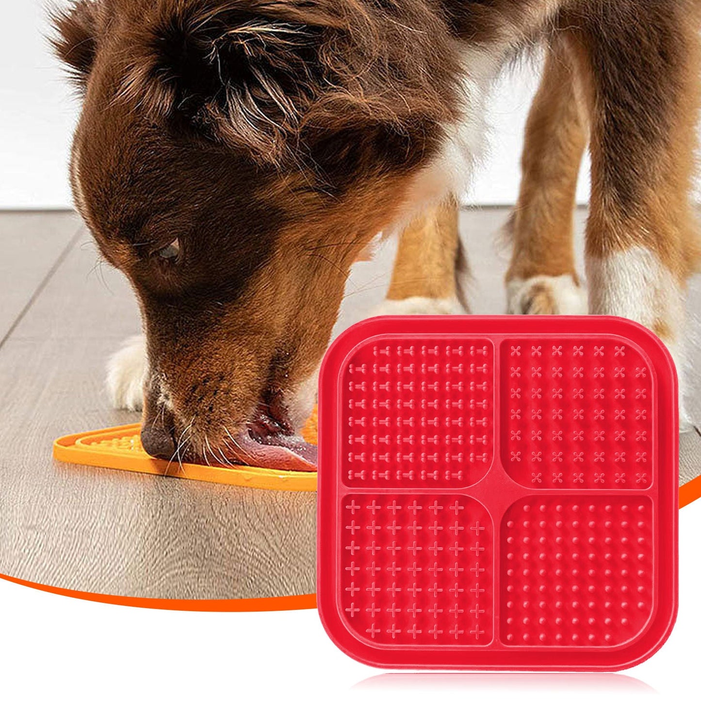 Pawfriends 4in1 Silicone Pet Lick Mat Cat Puppy Dog Slow Feeder Grooming Helper Mat Red - DogsDomain.com.au