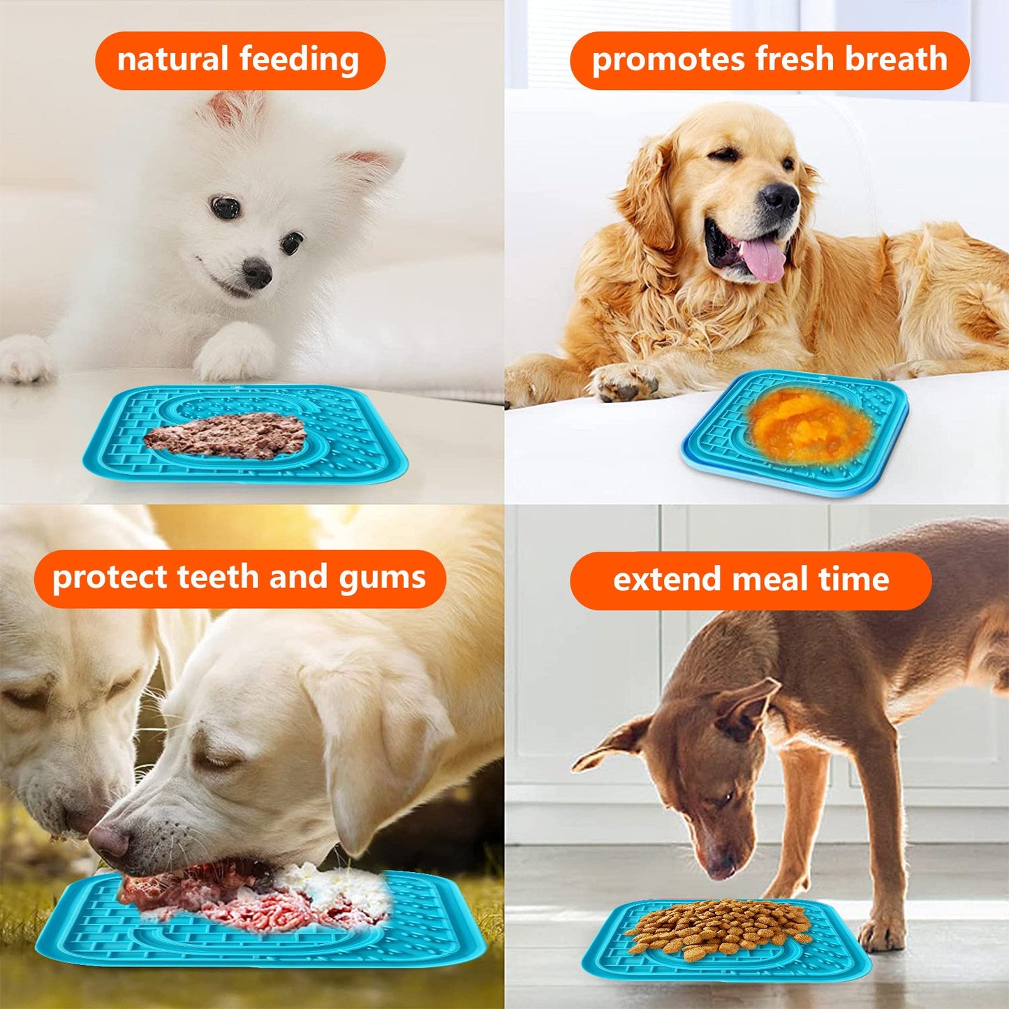 Pawfriends Asphyxia-resistant Silicone Pet Slow Food Mat Licking Mat Grooming Helper Blue - DogsDomain.com.au