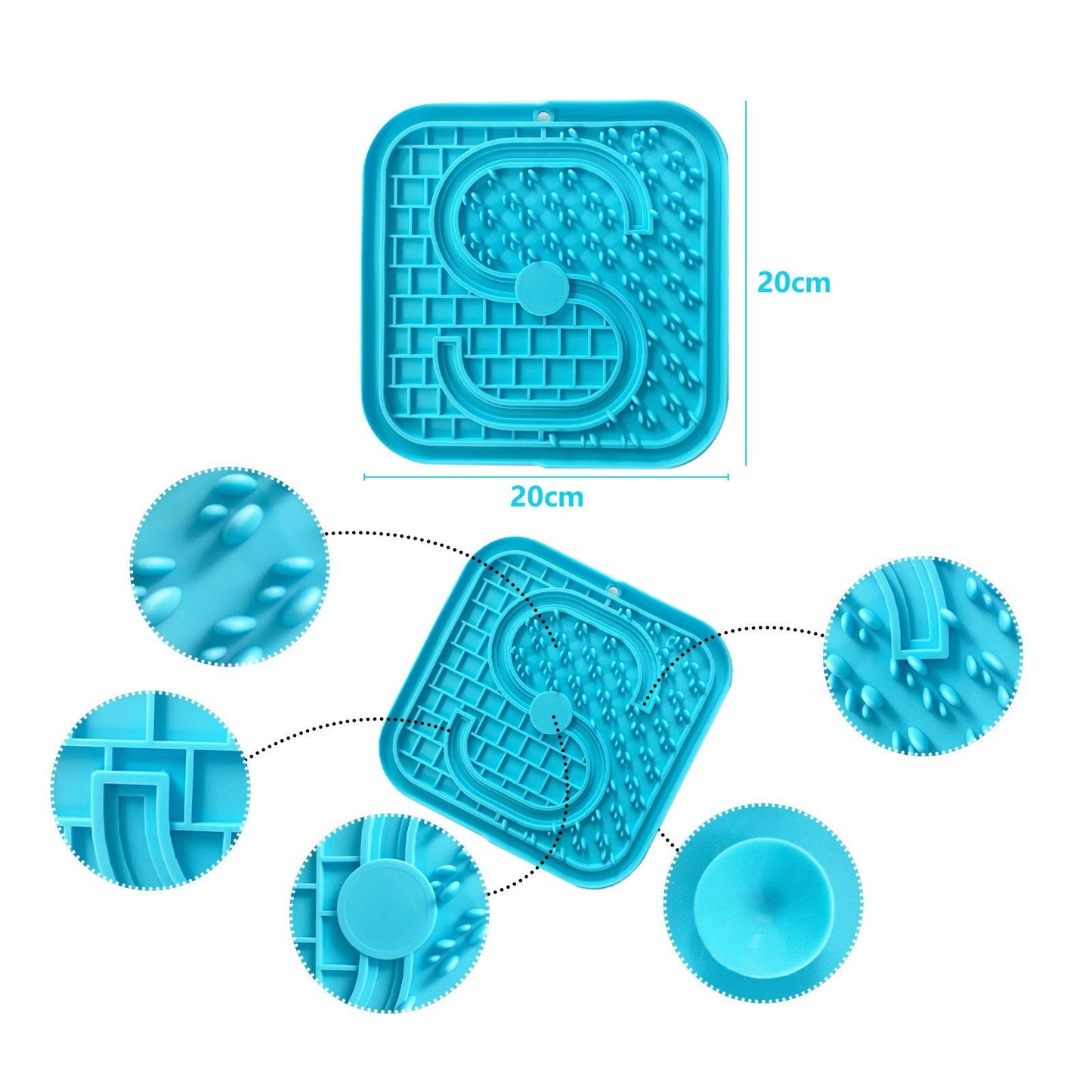 Pawfriends Asphyxia-resistant Silicone Pet Slow Food Mat Licking Mat Grooming Helper Blue - DogsDomain.com.au