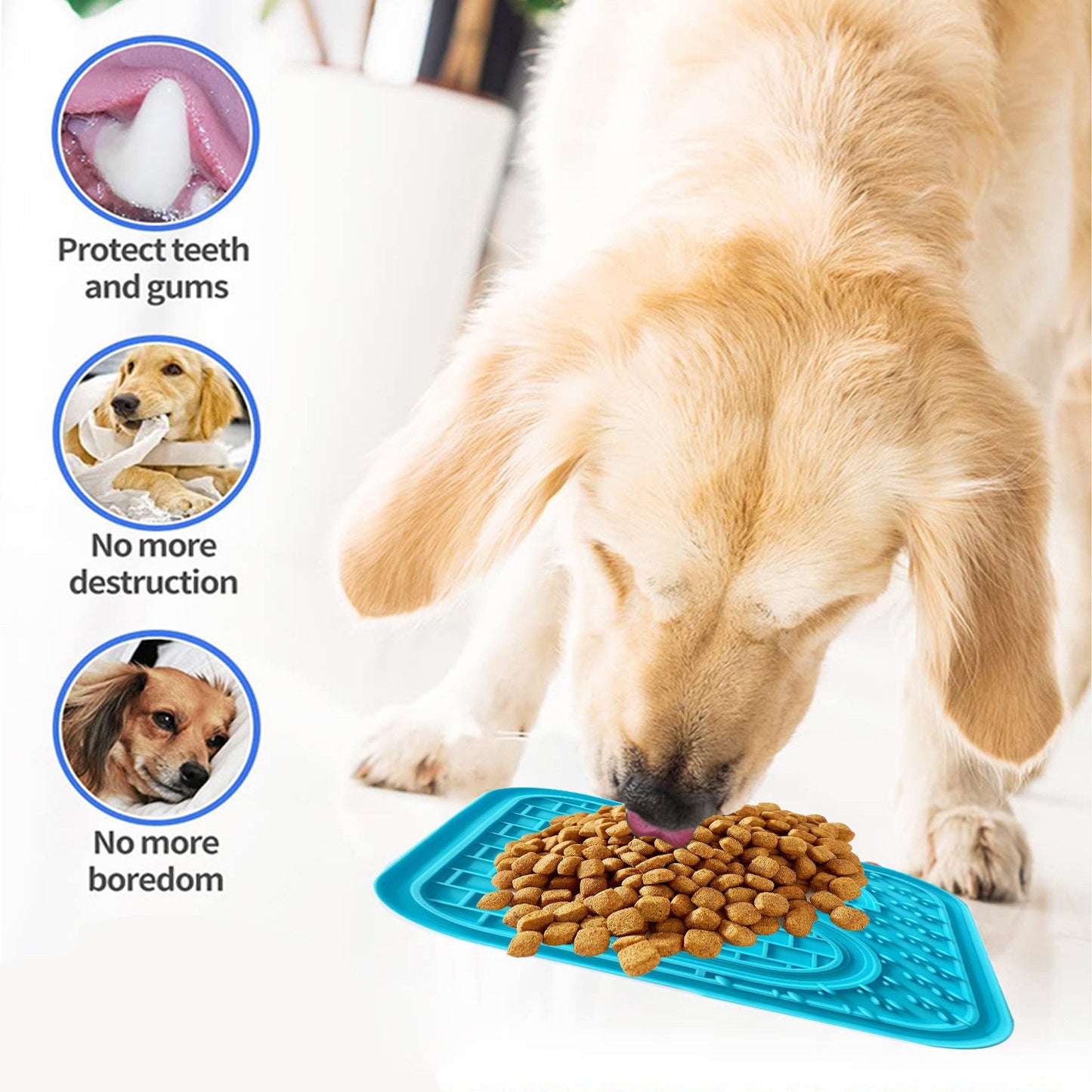 Pawfriends Asphyxia-resistant Silicone Pet Slow Food Mat Licking Mat Grooming Helper Blue - DogsDomain.com.au