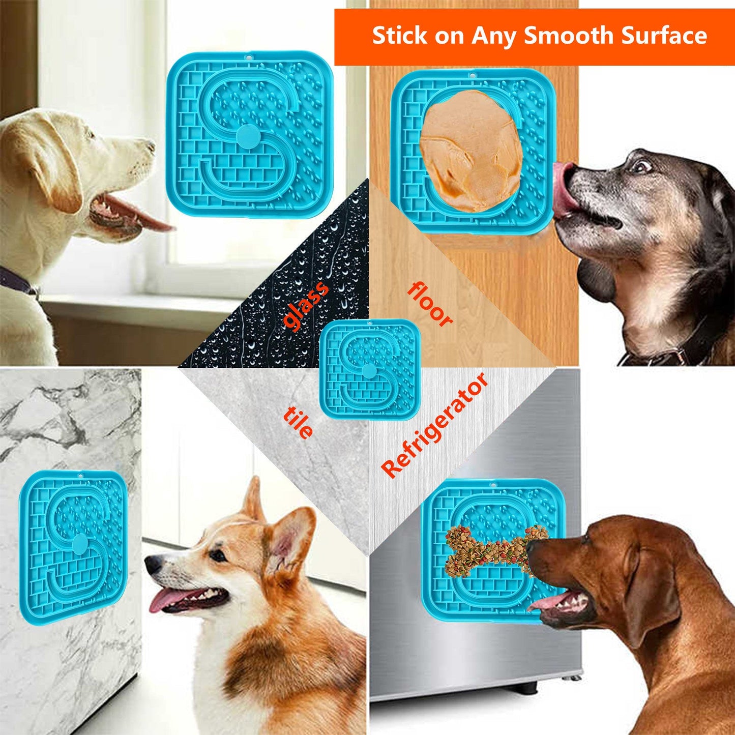 Pawfriends Asphyxia-resistant Silicone Pet Slow Food Mat Licking Mat Grooming Helper Blue - DogsDomain.com.au