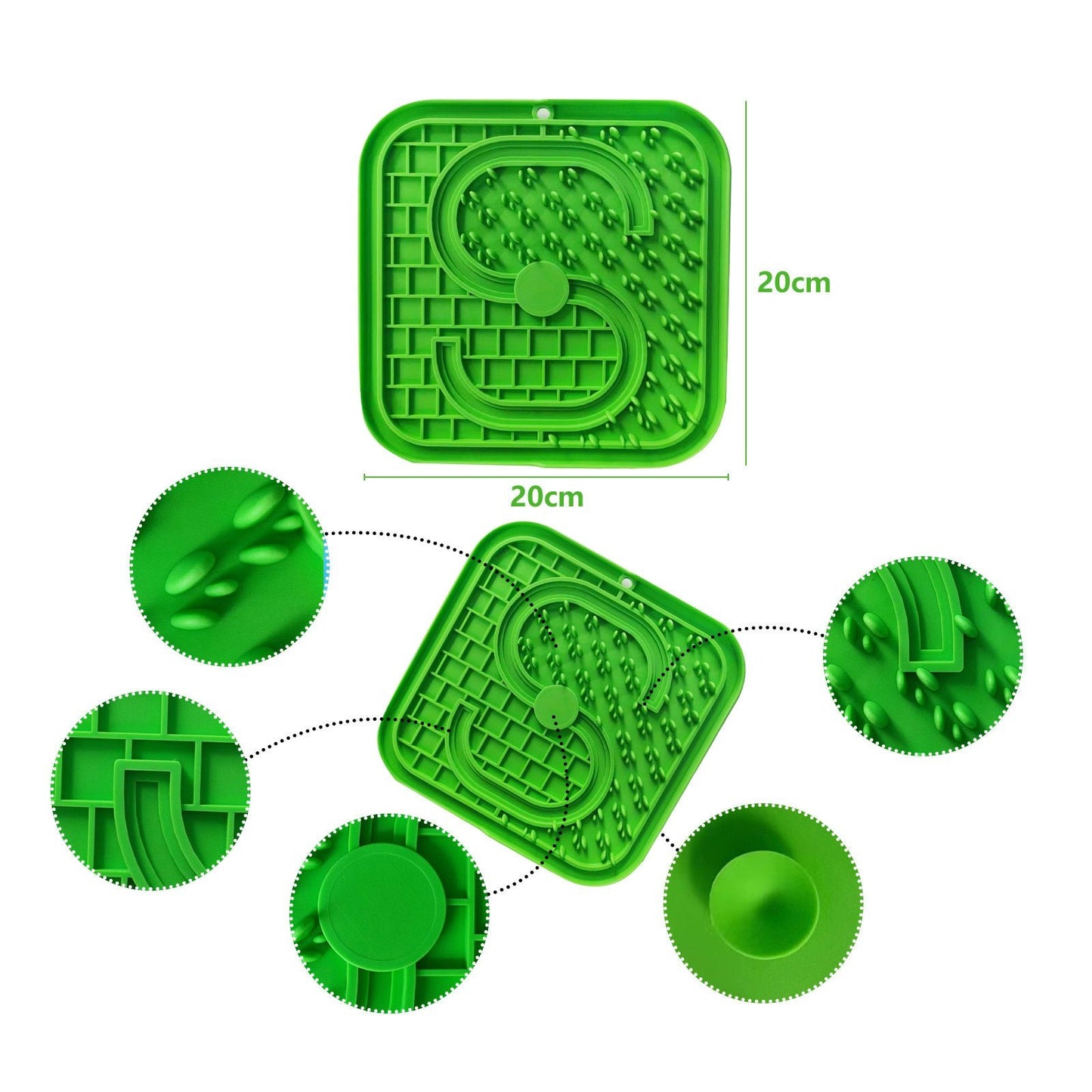 Pawfriends Asphyxia-resistant Silicone Pet Slow Food Mat Licking Mat Grooming Helper Green - DogsDomain.com.au