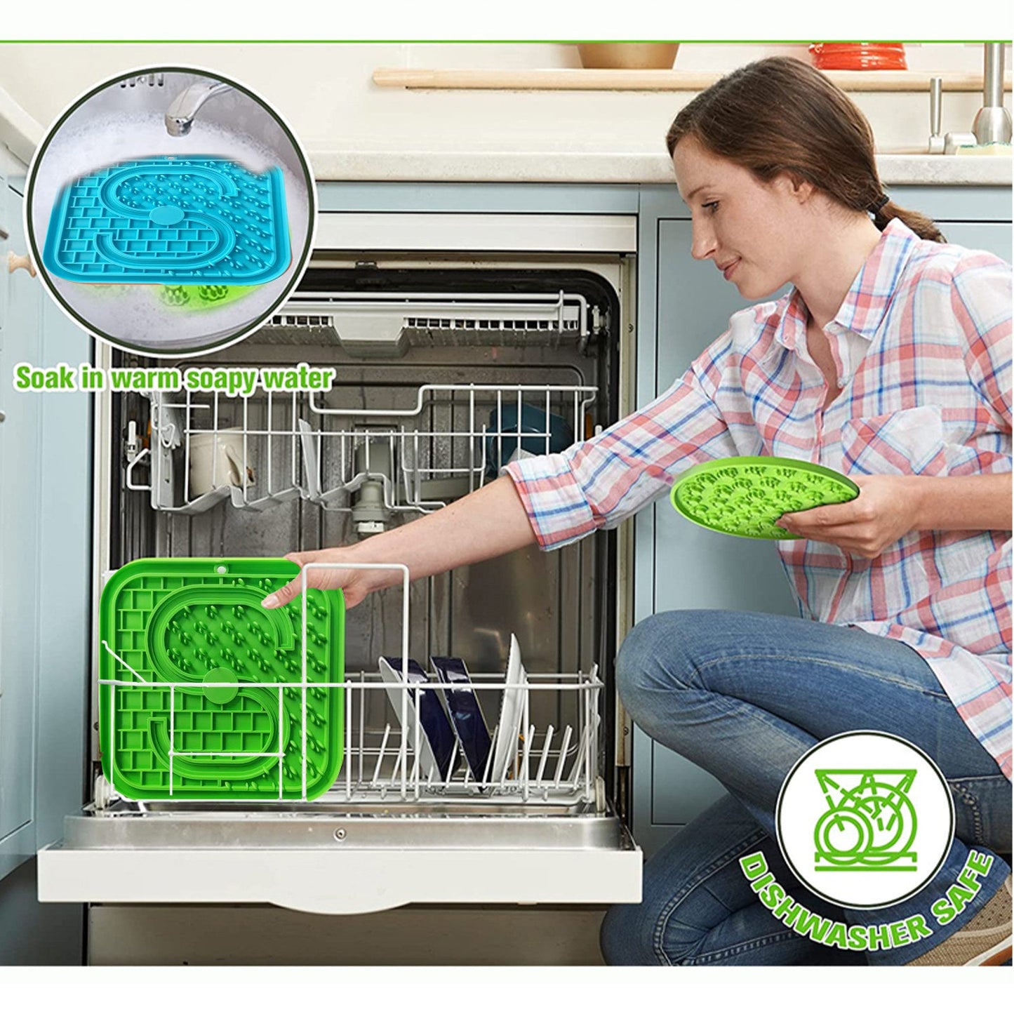 Pawfriends Asphyxia-resistant Silicone Pet Slow Food Mat Licking Mat Grooming Helper Green - DogsDomain.com.au