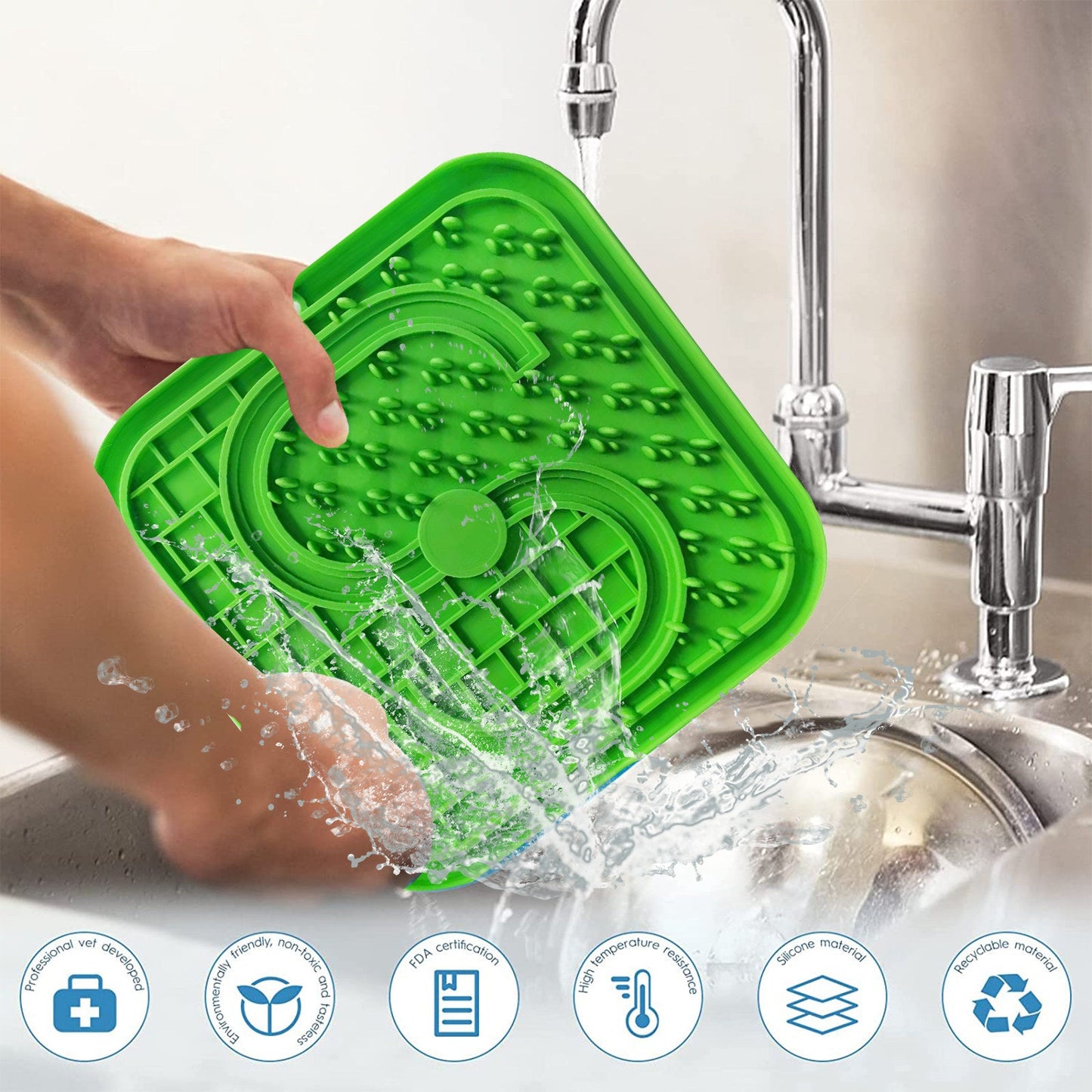 Pawfriends Asphyxia-resistant Silicone Pet Slow Food Mat Licking Mat Grooming Helper Green - DogsDomain.com.au