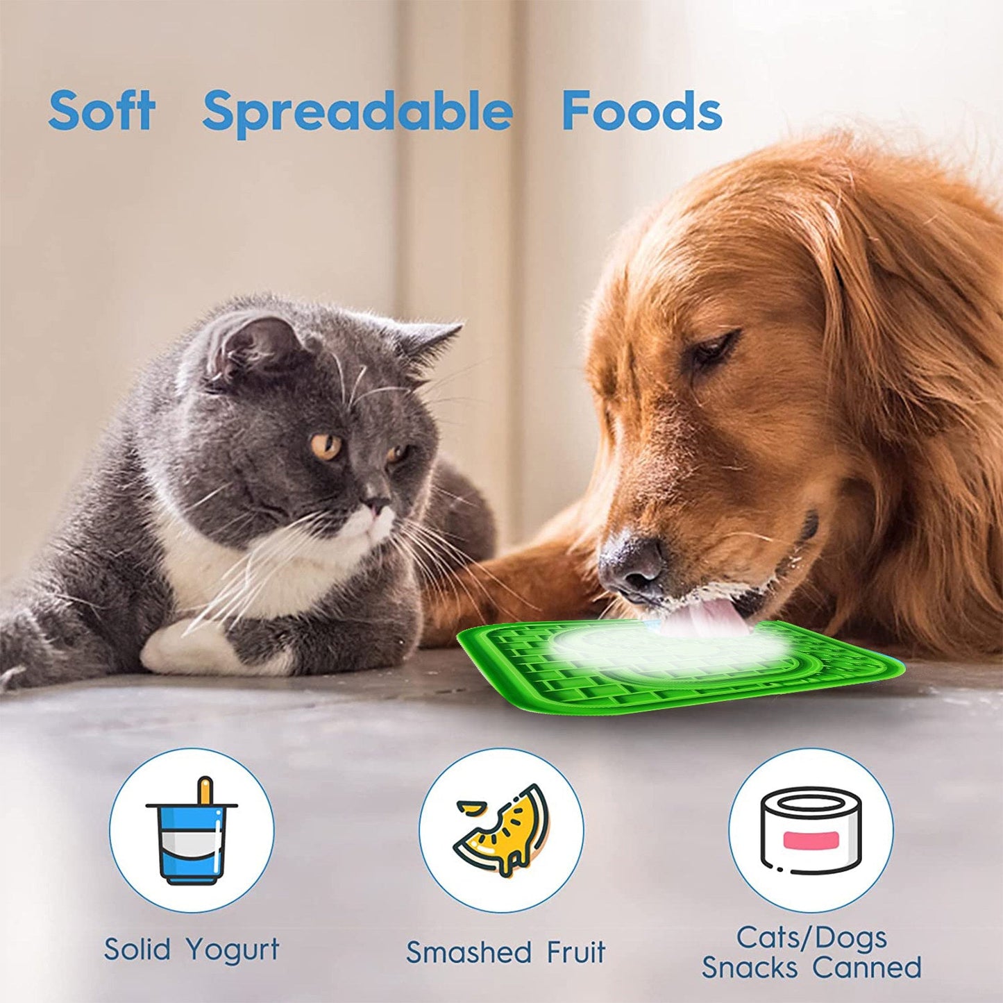 Pawfriends Asphyxia-resistant Silicone Pet Slow Food Mat Licking Mat Grooming Helper Green - DogsDomain.com.au