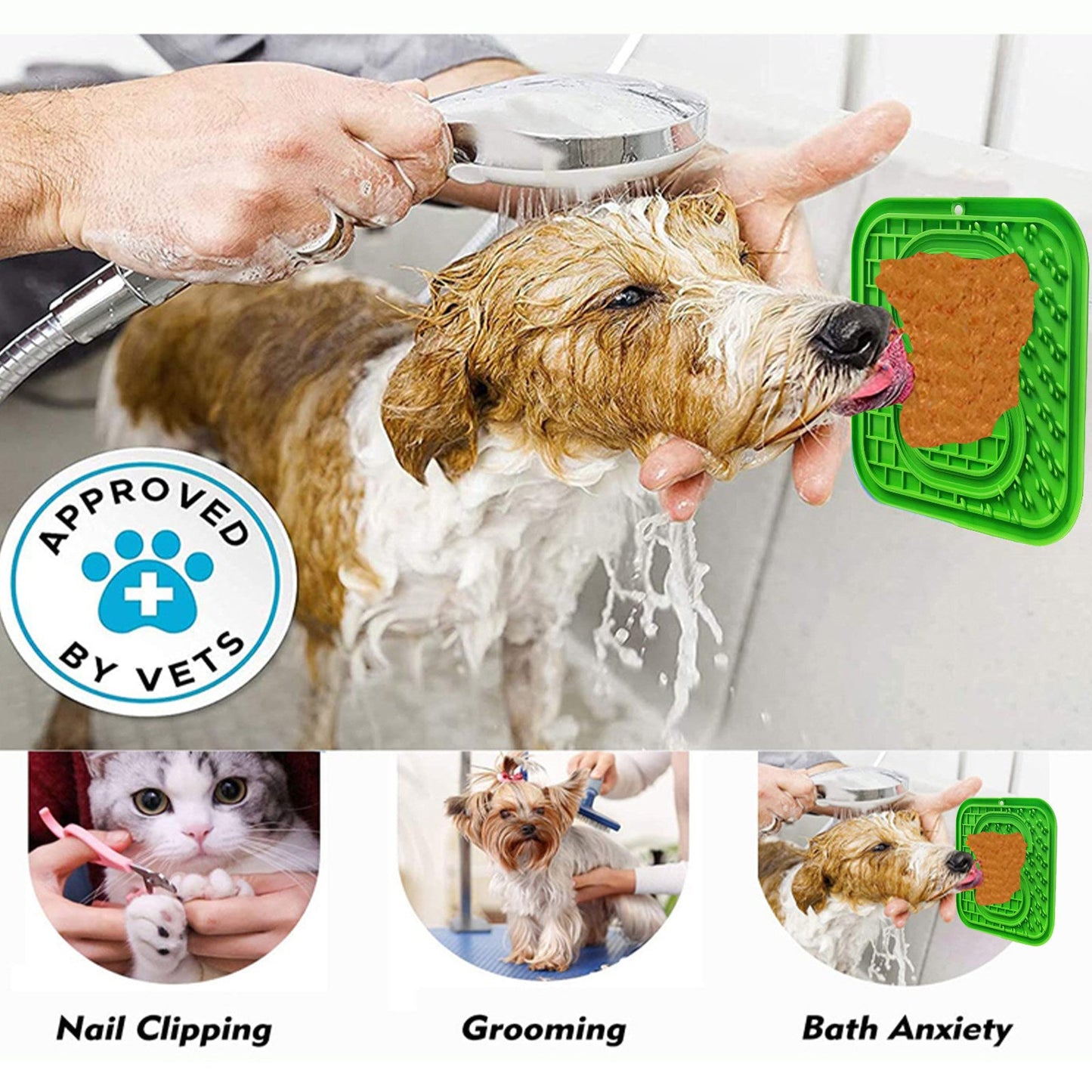 Pawfriends Asphyxia-resistant Silicone Pet Slow Food Mat Licking Mat Grooming Helper Green - DogsDomain.com.au
