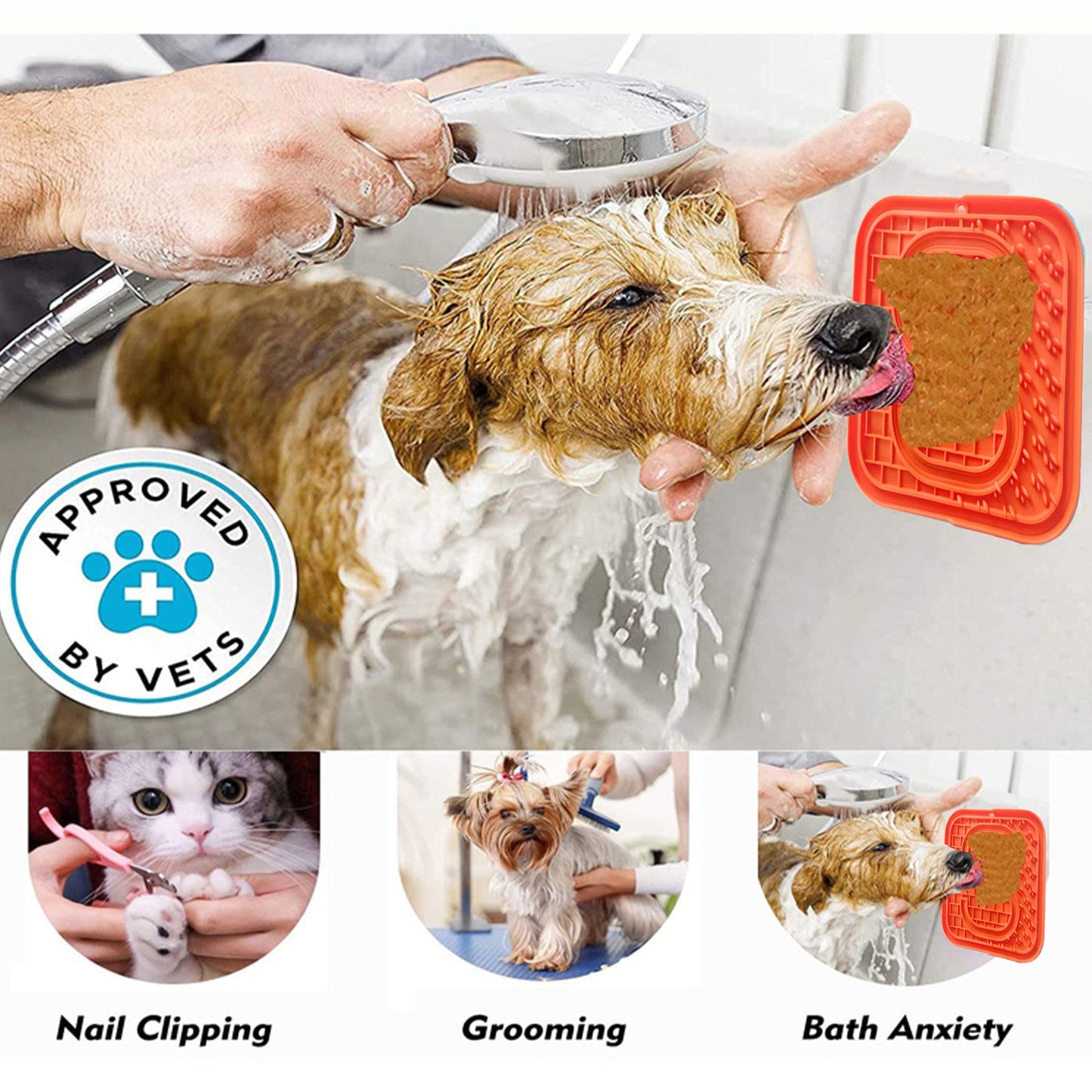 Pawfriends Asphyxia-resistant Silicone Pet Slow Food Mat Licking Mat Grooming Helper Orange - DogsDomain.com.au