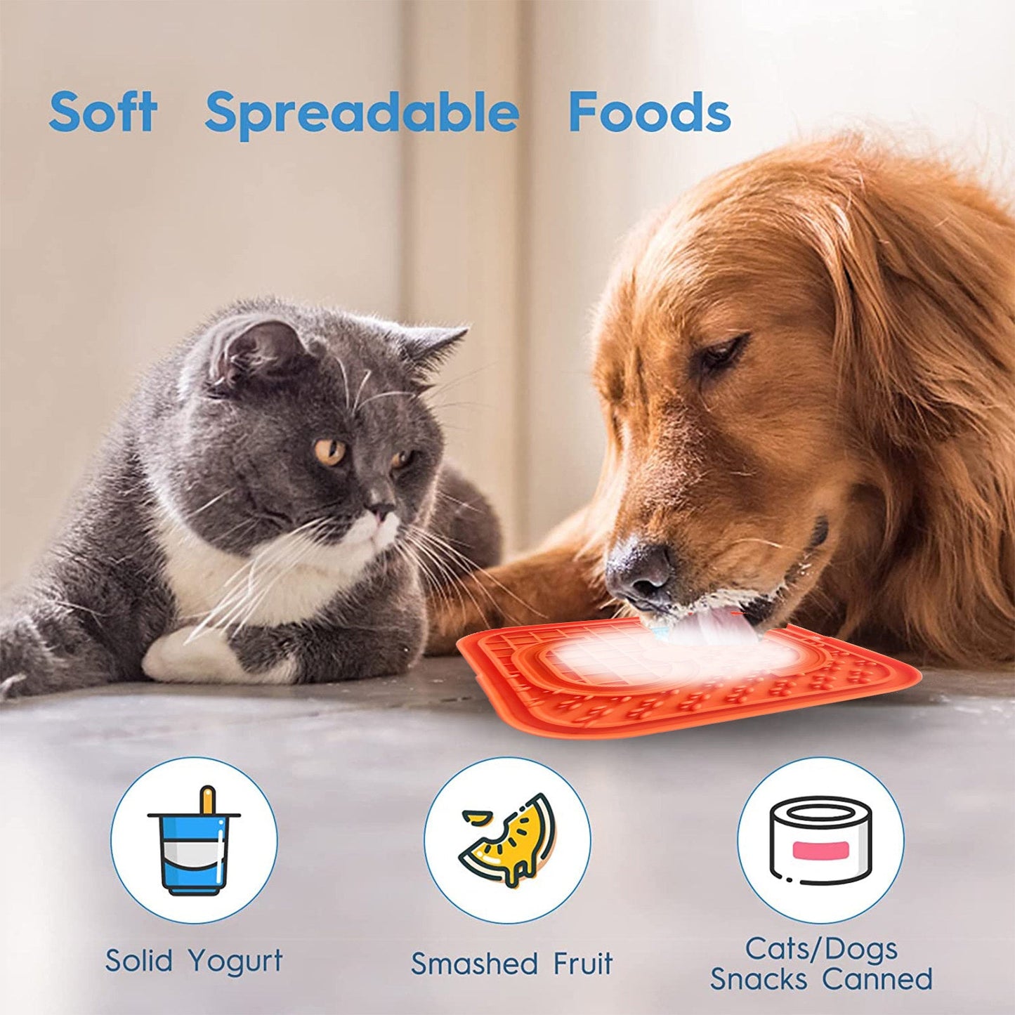 Pawfriends Asphyxia-resistant Silicone Pet Slow Food Mat Licking Mat Grooming Helper Orange - DogsDomain.com.au