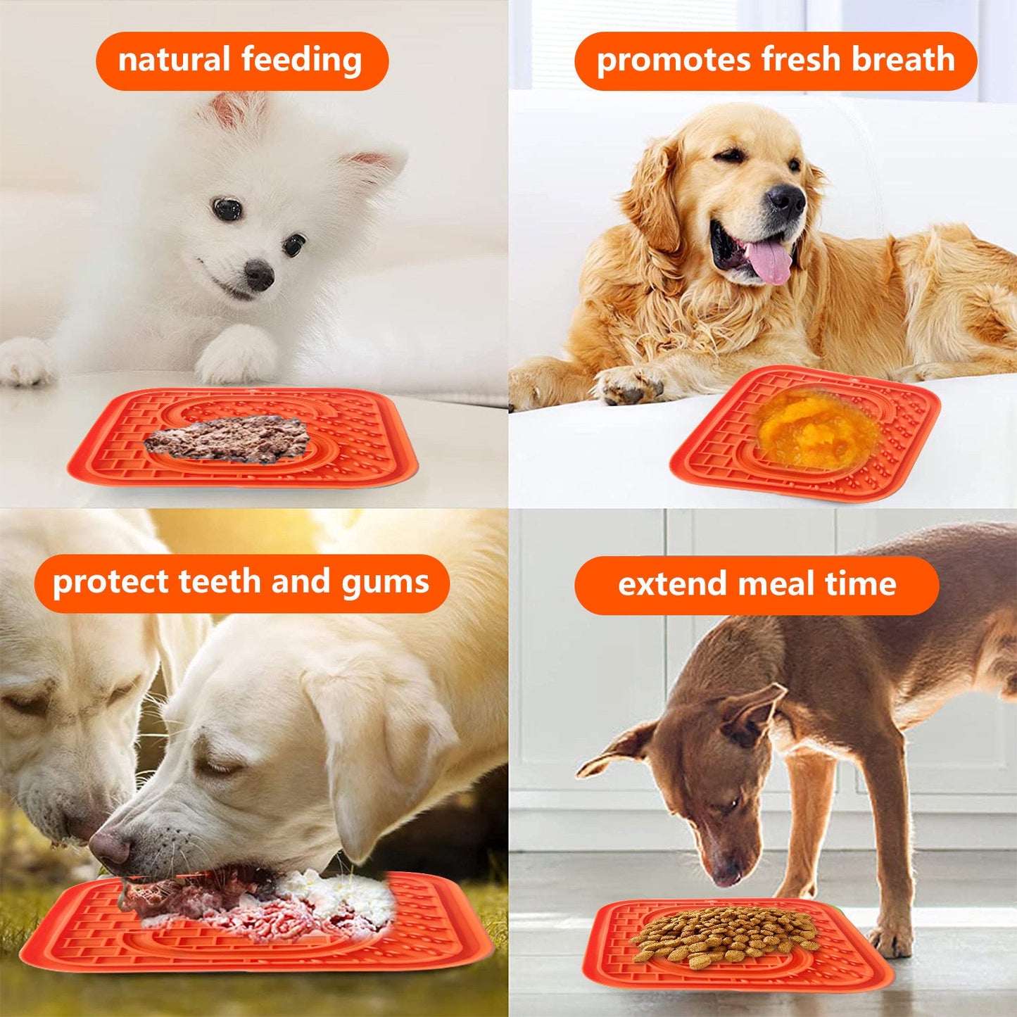 Pawfriends Asphyxia-resistant Silicone Pet Slow Food Mat Licking Mat Grooming Helper Orange - DogsDomain.com.au