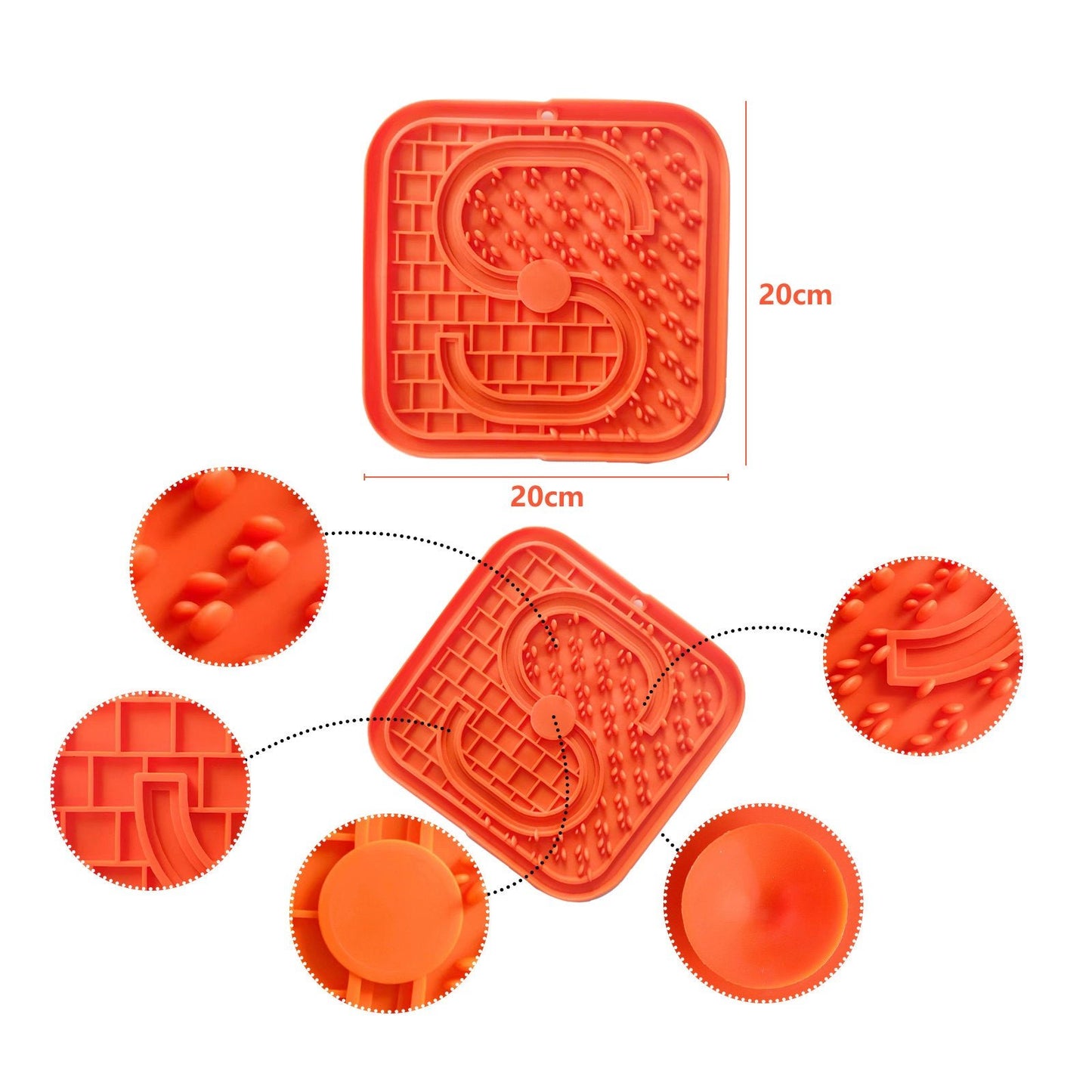 Pawfriends Asphyxia-resistant Silicone Pet Slow Food Mat Licking Mat Grooming Helper Orange - DogsDomain.com.au