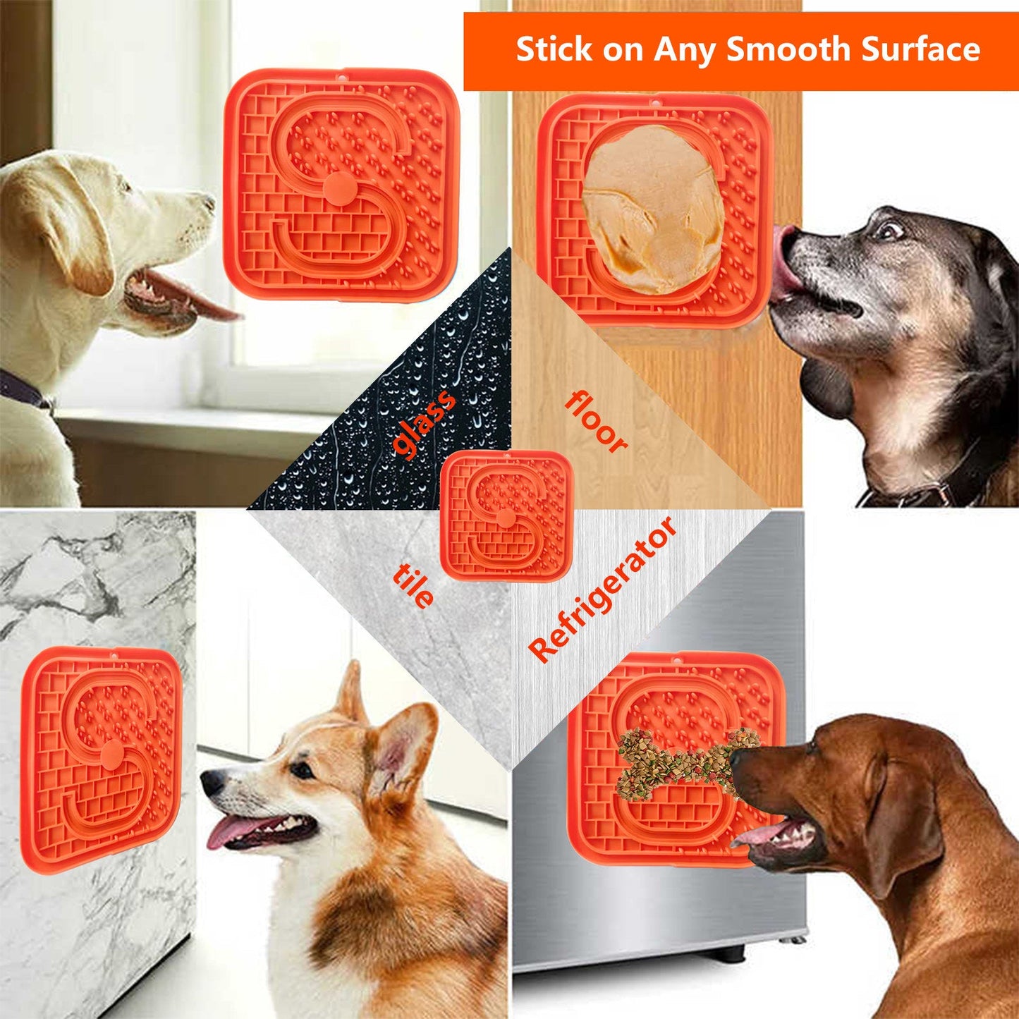 Pawfriends Asphyxia-resistant Silicone Pet Slow Food Mat Licking Mat Grooming Helper Orange - DogsDomain.com.au