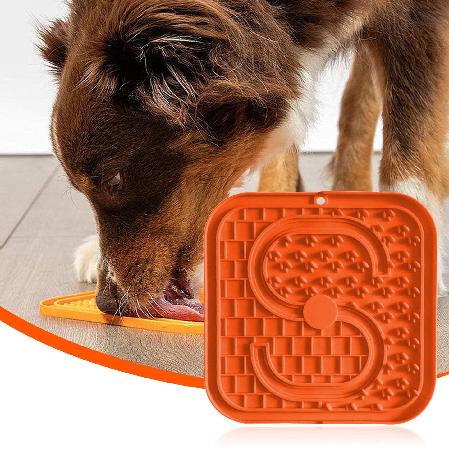 Pawfriends Asphyxia-resistant Silicone Pet Slow Food Mat Licking Mat Grooming Helper Orange - DogsDomain.com.au