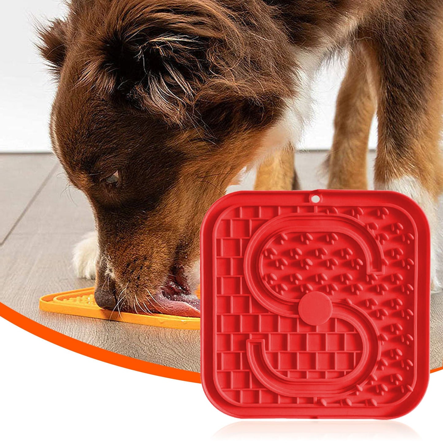 Pawfriends Asphyxia-resistant Silicone Pet Slow Food Mat Licking Mat Grooming Helper Red - DogsDomain.com.au