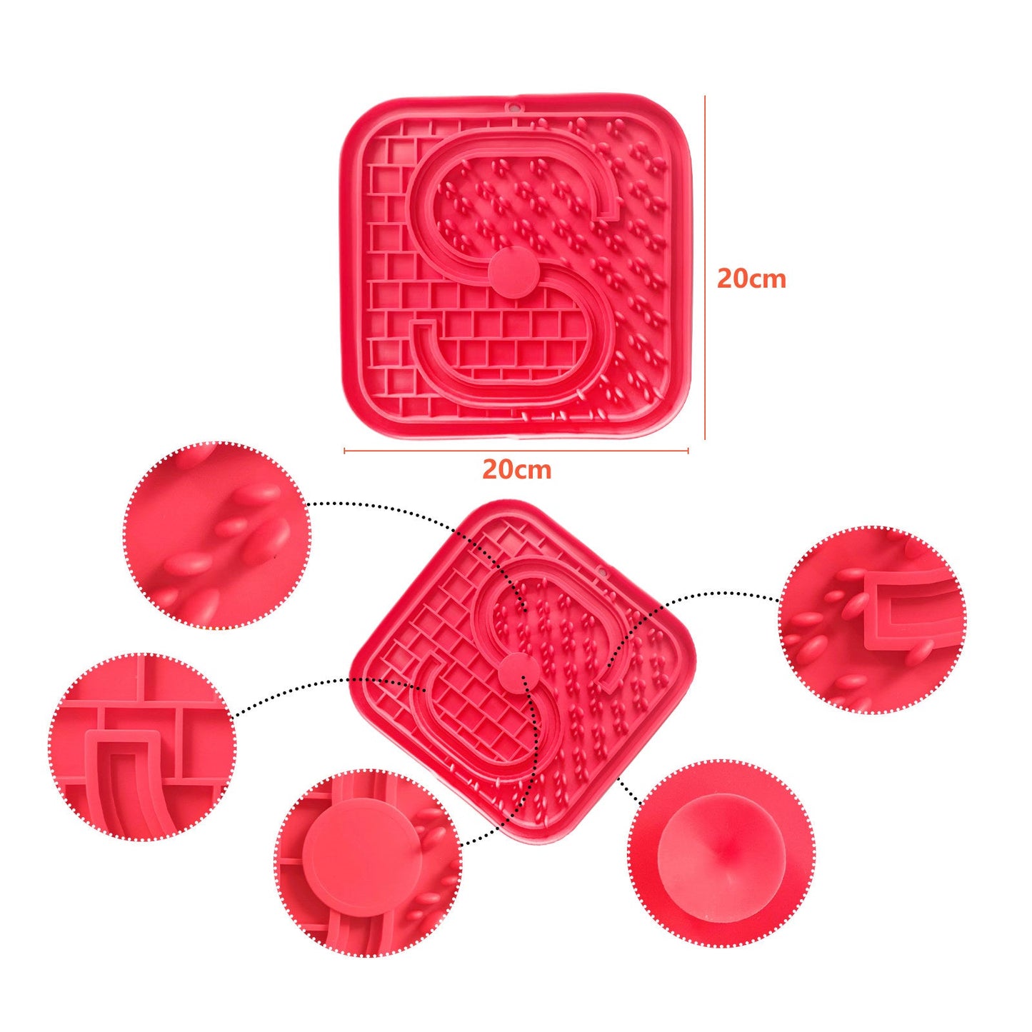 Pawfriends Asphyxia-resistant Silicone Pet Slow Food Mat Licking Mat Grooming Helper Red - DogsDomain.com.au
