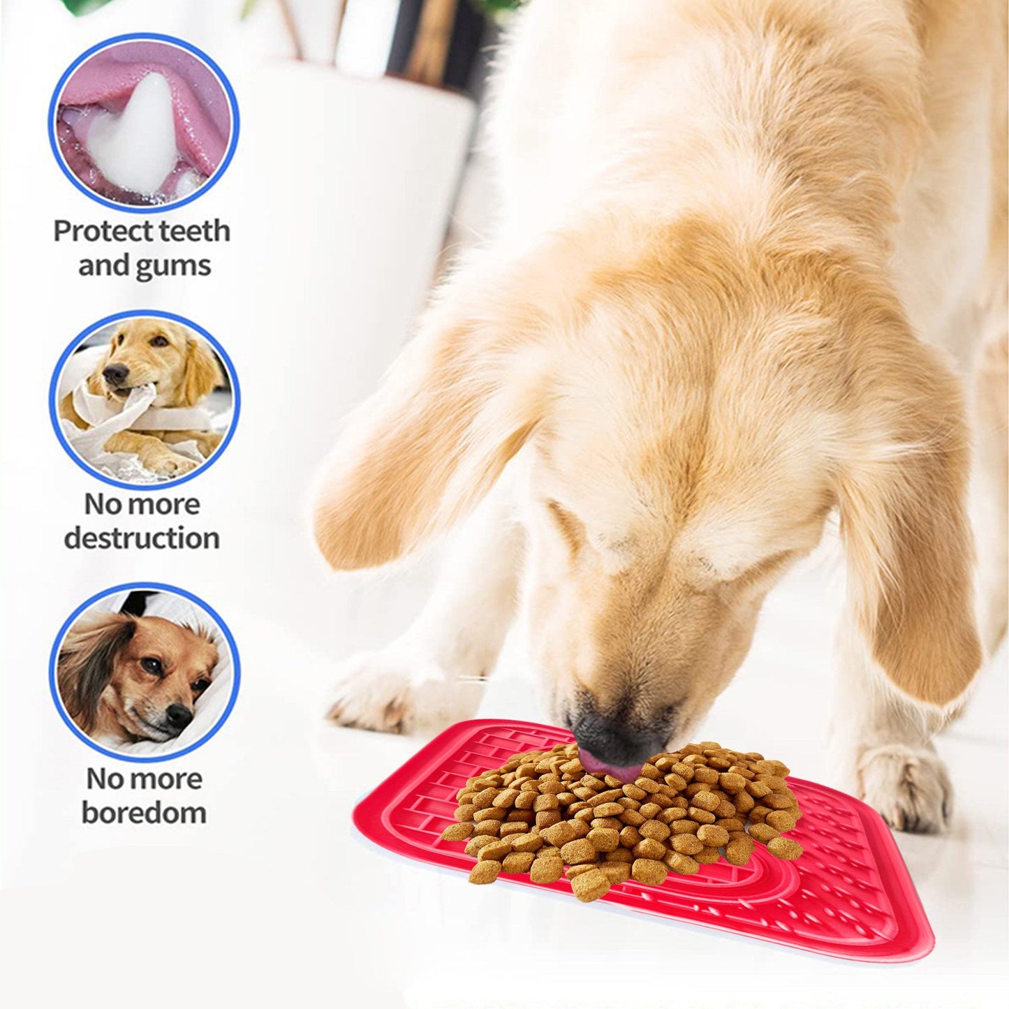 Pawfriends Asphyxia-resistant Silicone Pet Slow Food Mat Licking Mat Grooming Helper Red - DogsDomain.com.au
