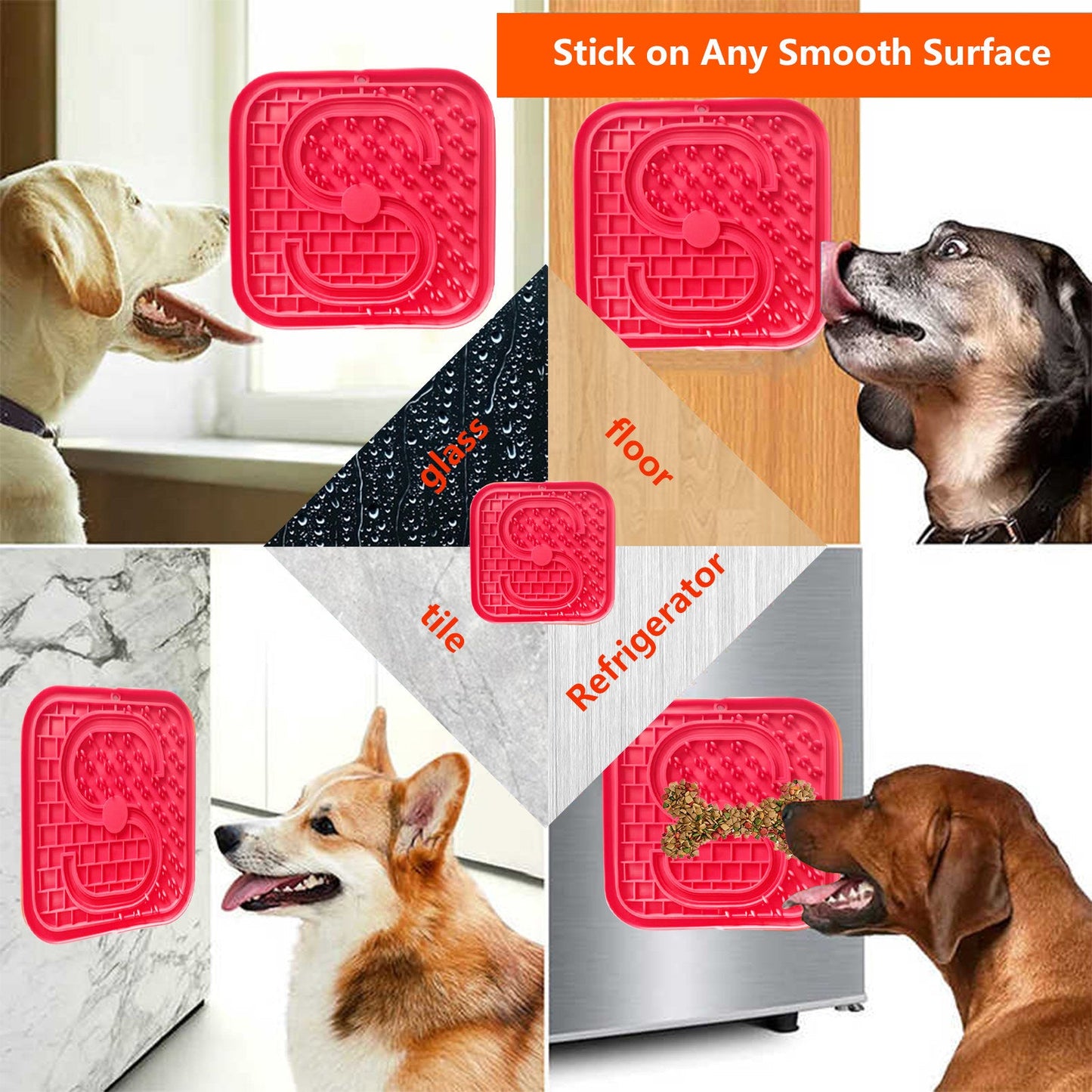 Pawfriends Asphyxia-resistant Silicone Pet Slow Food Mat Licking Mat Grooming Helper Red - DogsDomain.com.au