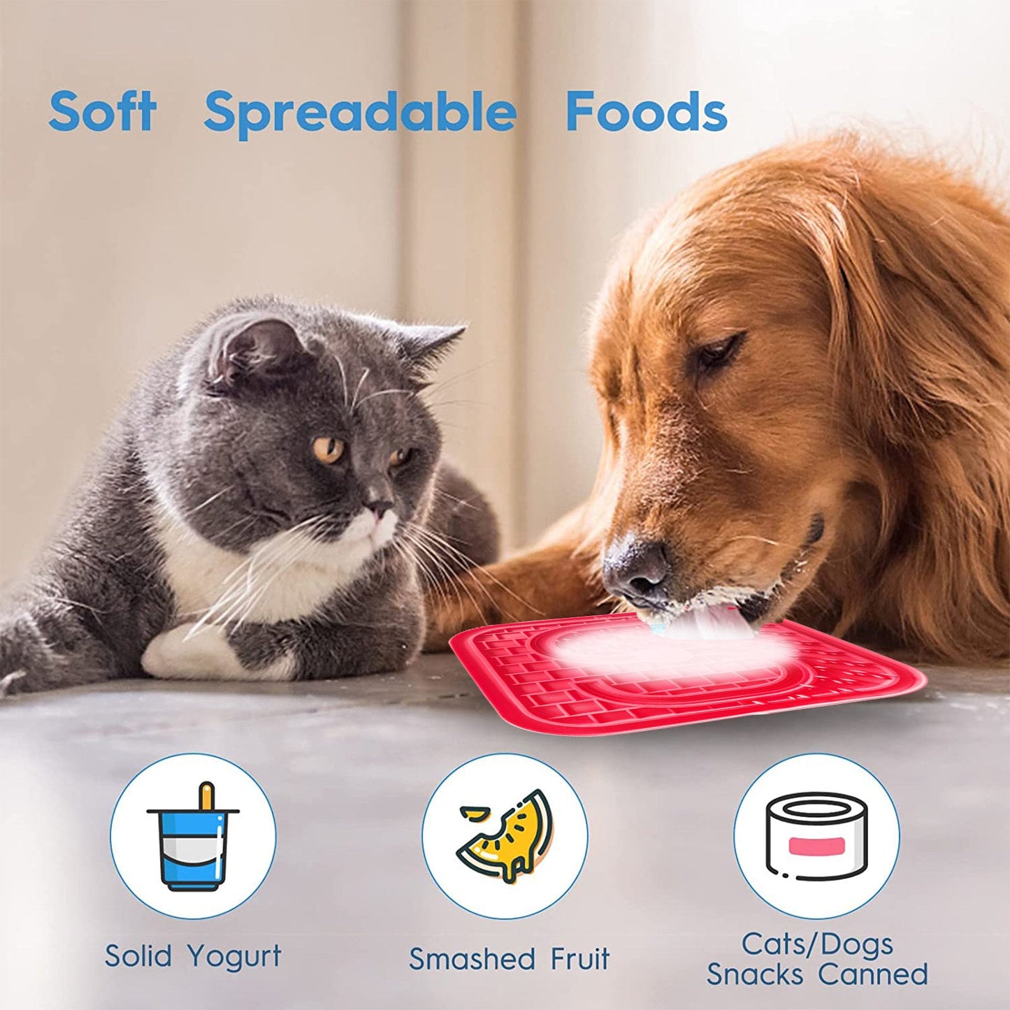 Pawfriends Asphyxia-resistant Silicone Pet Slow Food Mat Licking Mat Grooming Helper Red - DogsDomain.com.au
