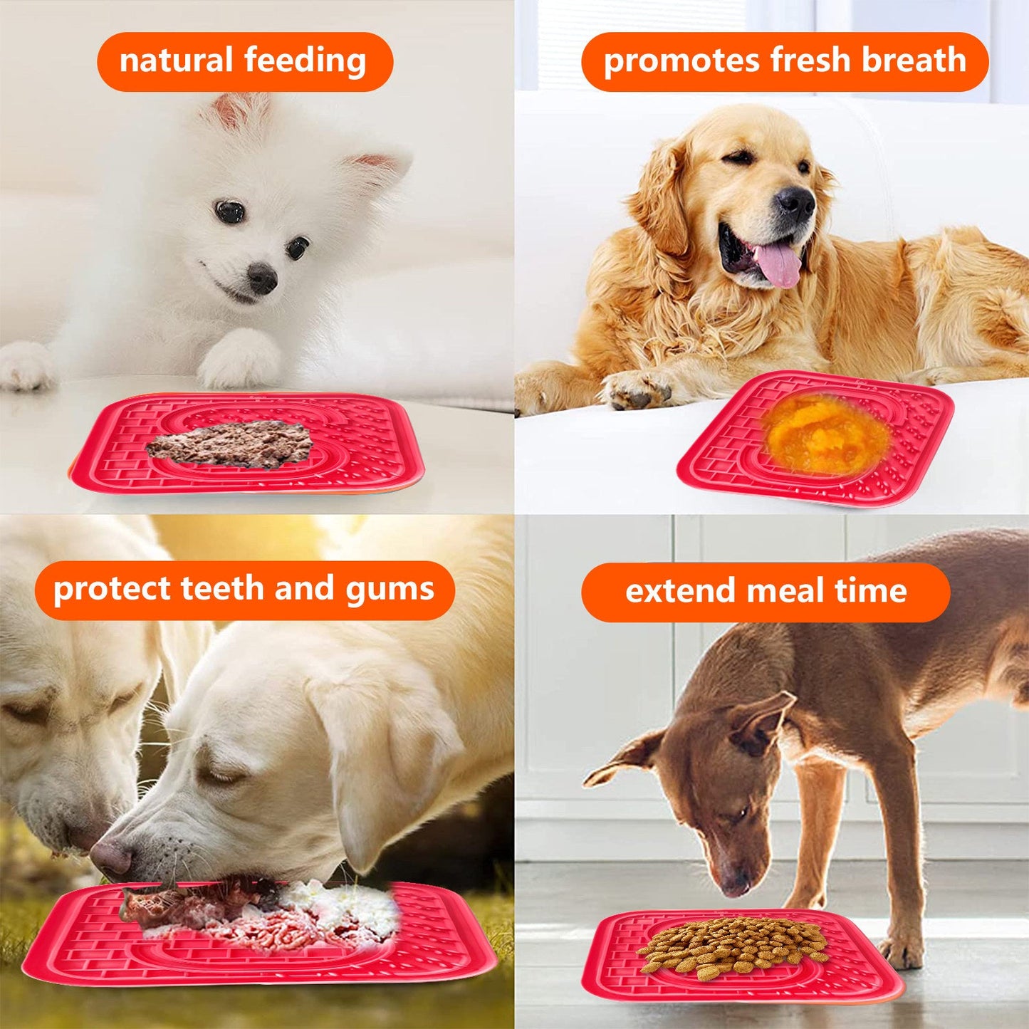 Pawfriends Asphyxia-resistant Silicone Pet Slow Food Mat Licking Mat Grooming Helper Red - DogsDomain.com.au