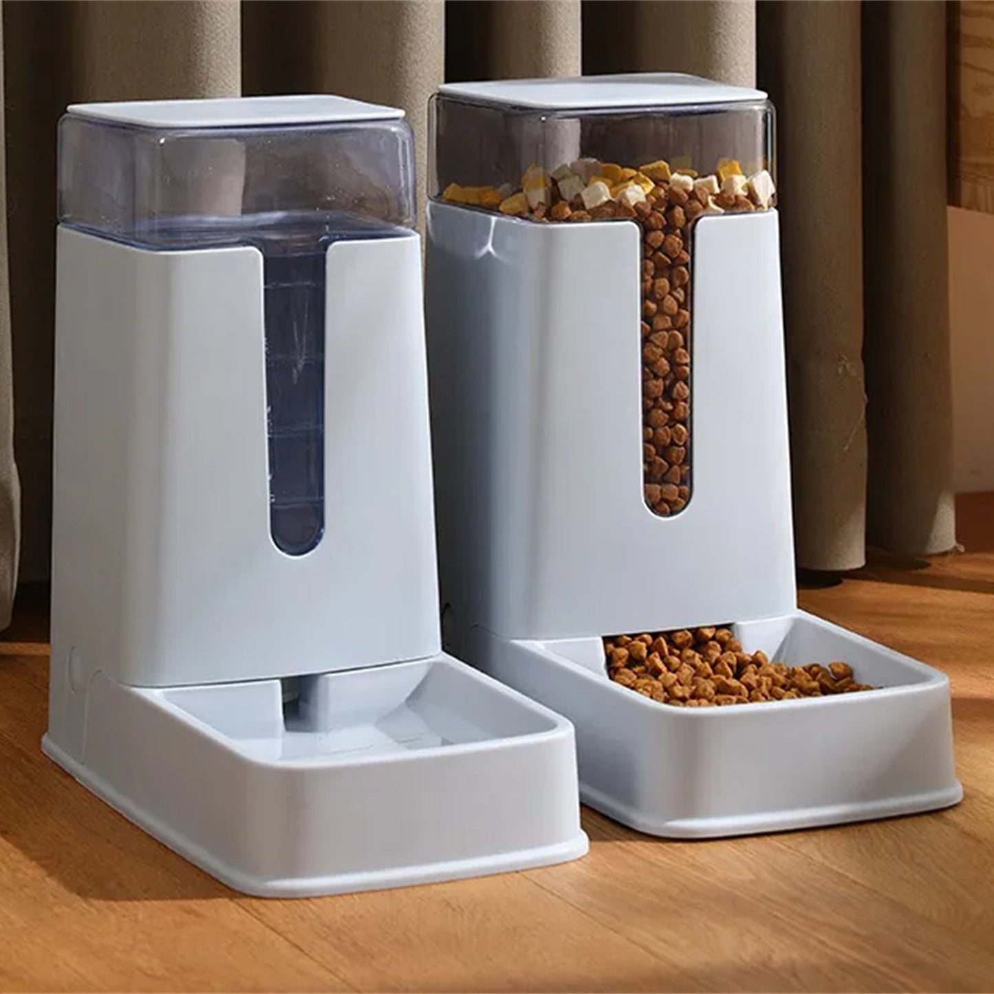 Pawfriends Automatic 3.5L Feeder Food Pet Dog Cat Puppy Dispenser Feeder Bowl Bottle Grey - DogsDomain.com.au