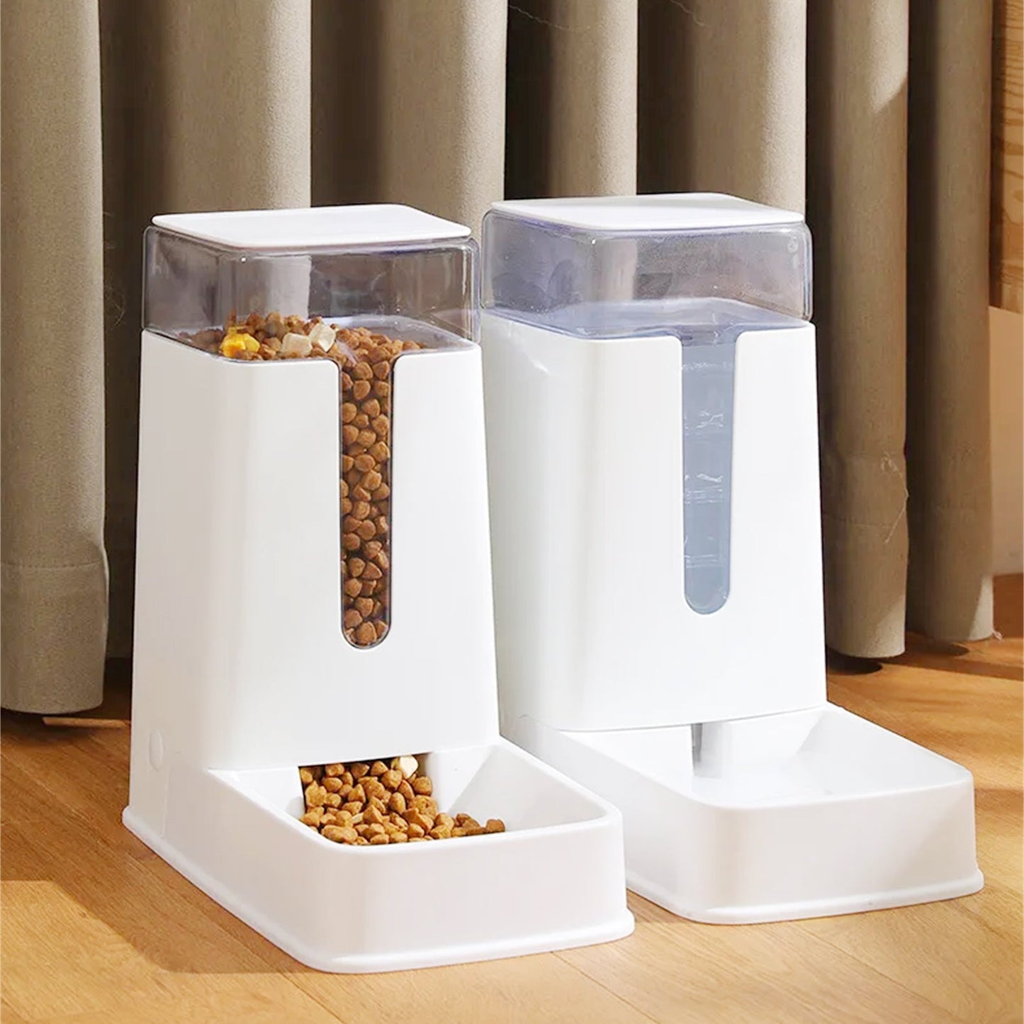 Pawfriends Automatic 3.5L Feeder Food Pet Dog Cat Puppy Dispenser Feeder Bowl Bottle White - DogsDomain.com.au