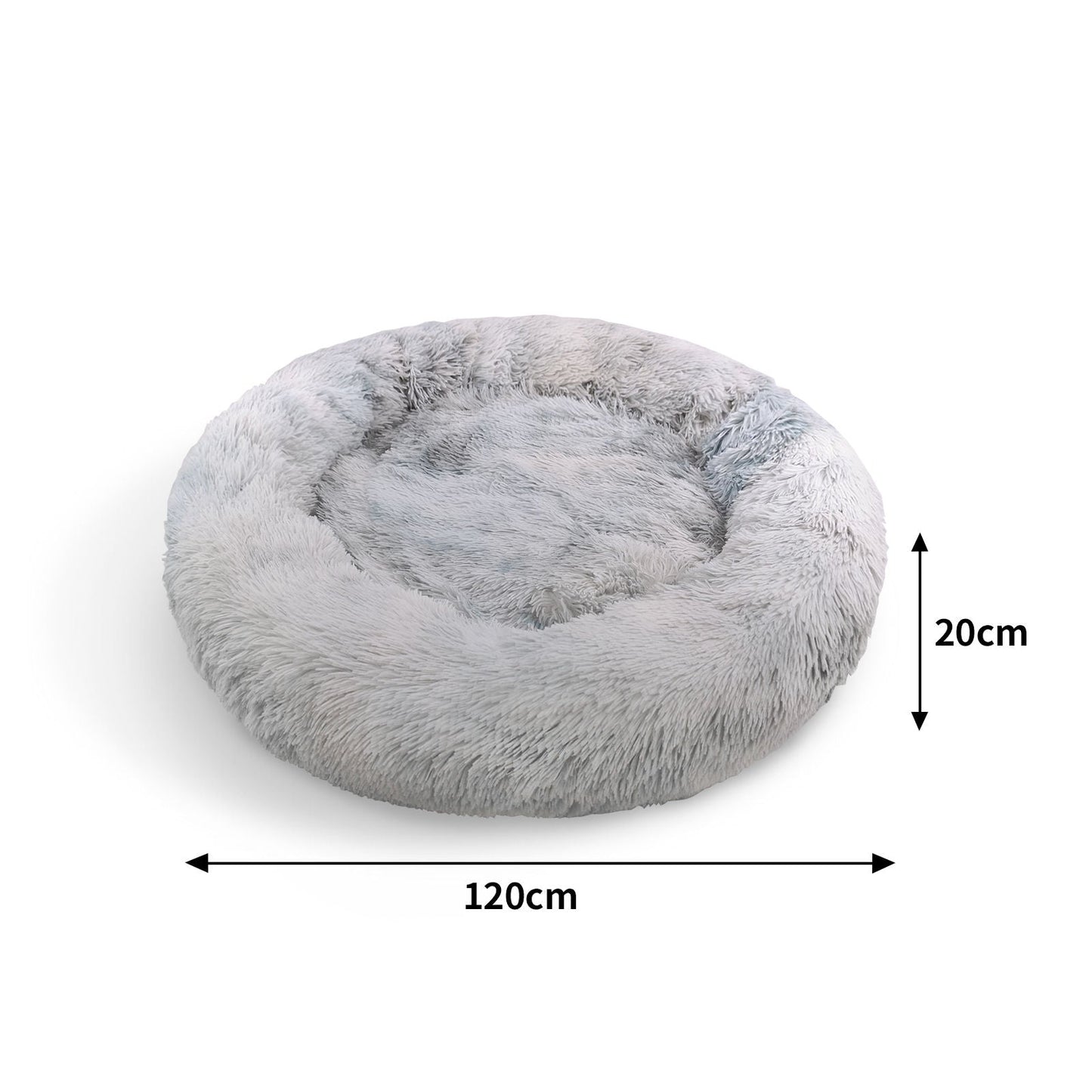 Pawfriends Dog Cat Pet Calming Bed Washable ZIPPER Cover Warm Soft Plush Round Sleeping 120cm - DogsDomain.com.au