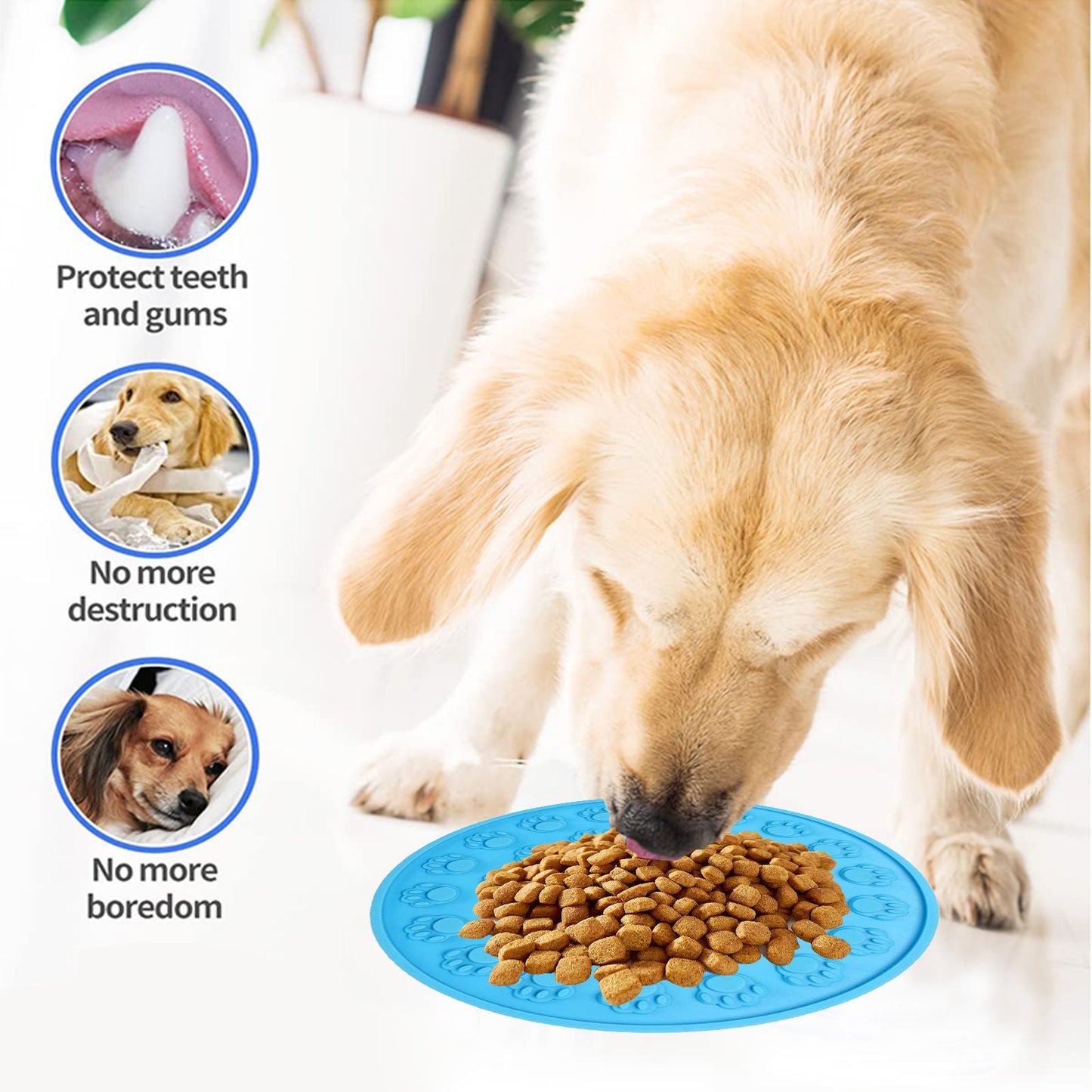 Pawfriends Silicone Dog Cat Pet Licking Pad Anti-Anxiety Slow-Feeding Licking Pad Blue - DogsDomain.com.au