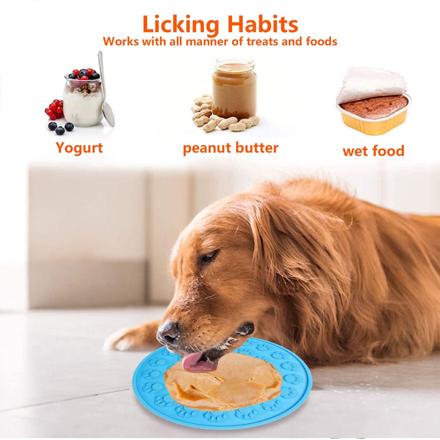 Pawfriends Silicone Dog Cat Pet Licking Pad Anti-Anxiety Slow-Feeding Licking Pad Blue - DogsDomain.com.au