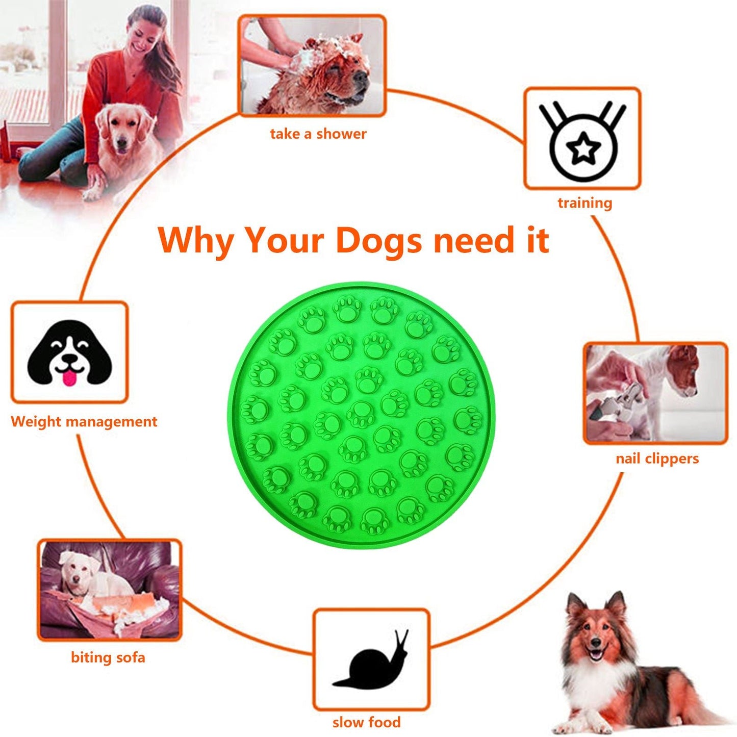 Pawfriends Silicone Dog Cat Pet Licking Pad Anti-Anxiety Slow-Feeding Licking Pad Green - DogsDomain.com.au