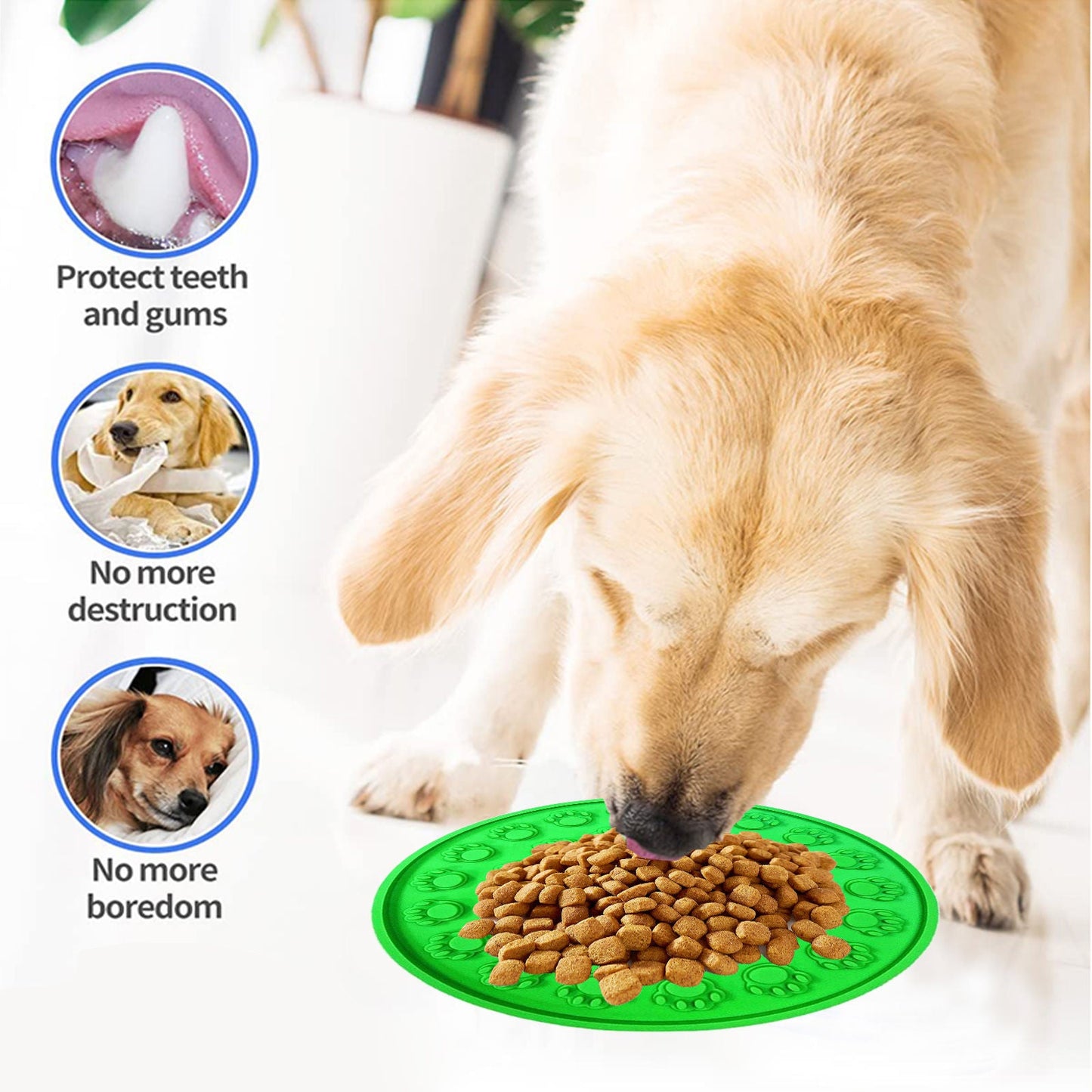Pawfriends Silicone Dog Cat Pet Licking Pad Anti-Anxiety Slow-Feeding Licking Pad Green - DogsDomain.com.au