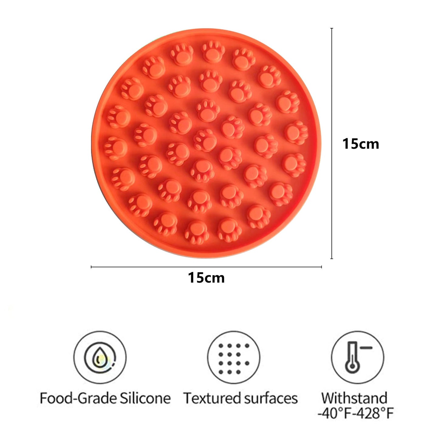 Pawfriends Silicone Dog Cat Pet Licking Pad Anti-Anxiety Slow-Feeding Licking Pad Orange - DogsDomain.com.au