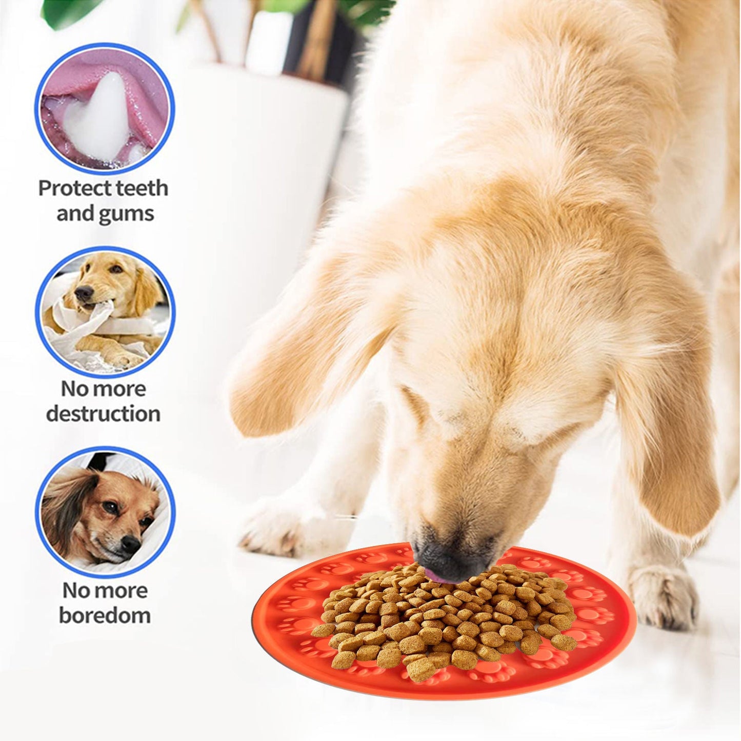 Pawfriends Silicone Dog Cat Pet Licking Pad Anti-Anxiety Slow-Feeding Licking Pad Orange - DogsDomain.com.au