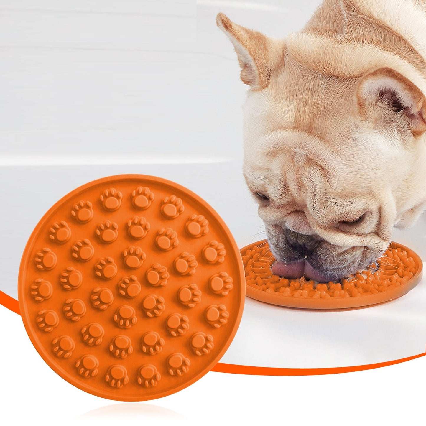 Pawfriends Silicone Dog Cat Pet Licking Pad Anti-Anxiety Slow-Feeding Licking Pad Orange - DogsDomain.com.au
