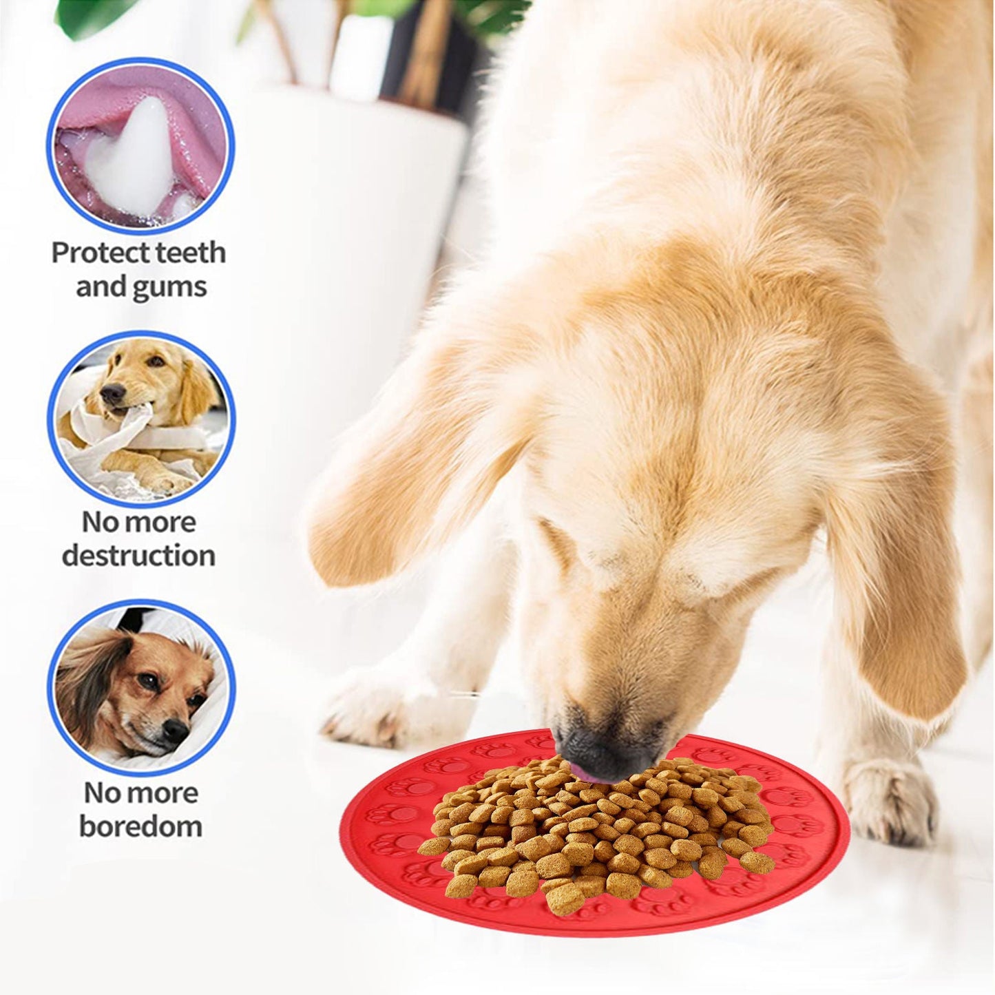 Pawfriends Silicone Dog Cat Pet Licking Pad Anti-Anxiety Slow-Feeding Licking Pad Red - DogsDomain.com.au