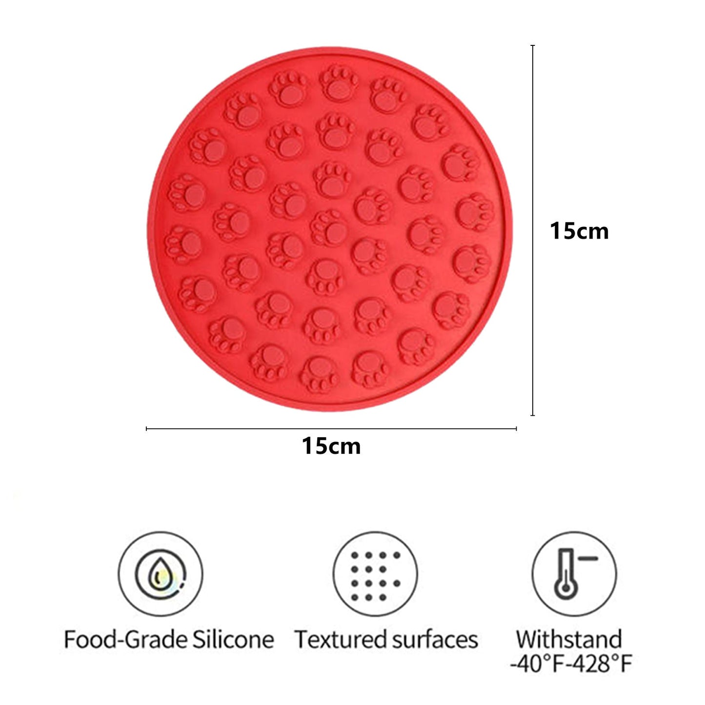 Pawfriends Silicone Dog Cat Pet Licking Pad Anti-Anxiety Slow-Feeding Licking Pad Red - DogsDomain.com.au