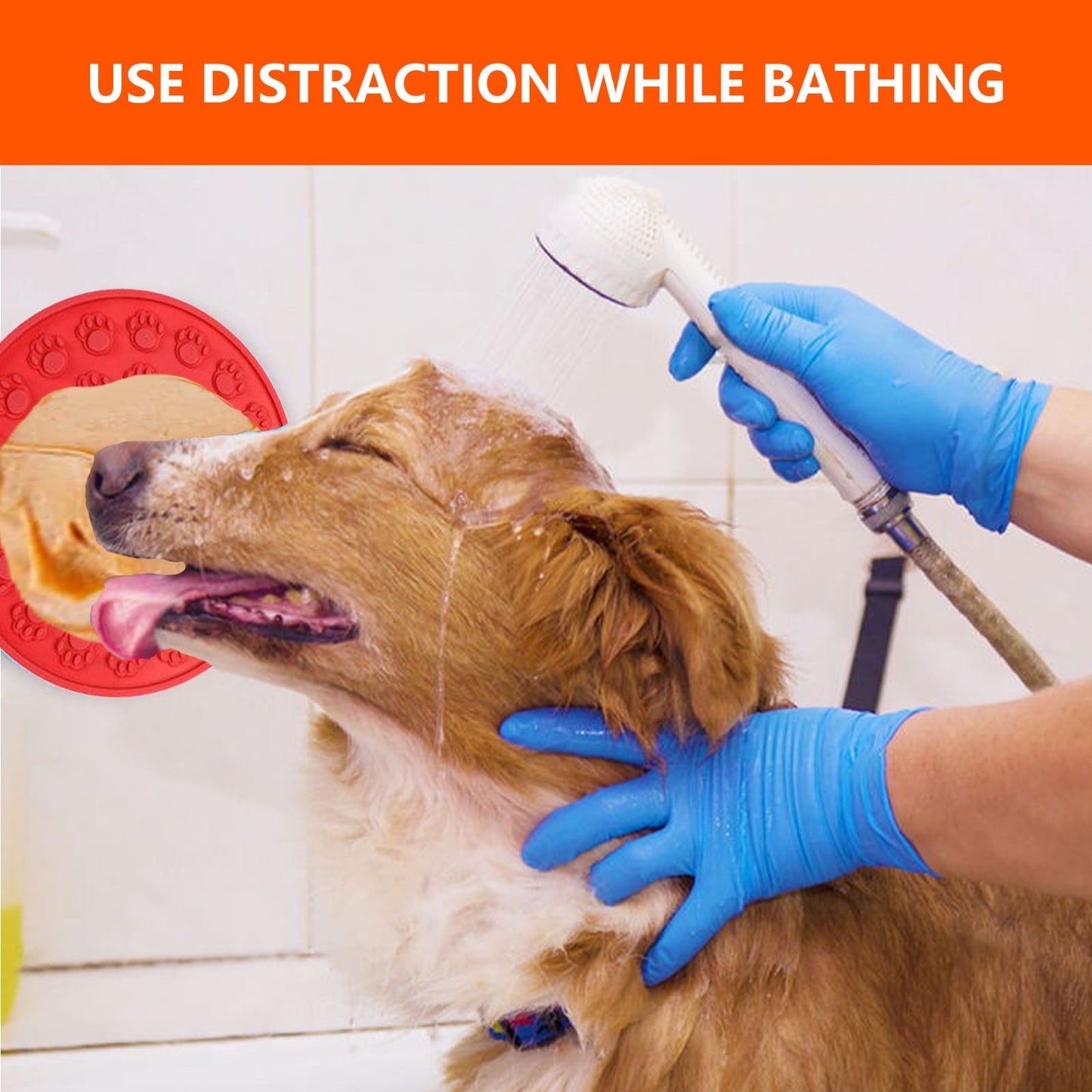 Pawfriends Silicone Dog Cat Pet Licking Pad Anti-Anxiety Slow-Feeding Licking Pad Red - DogsDomain.com.au