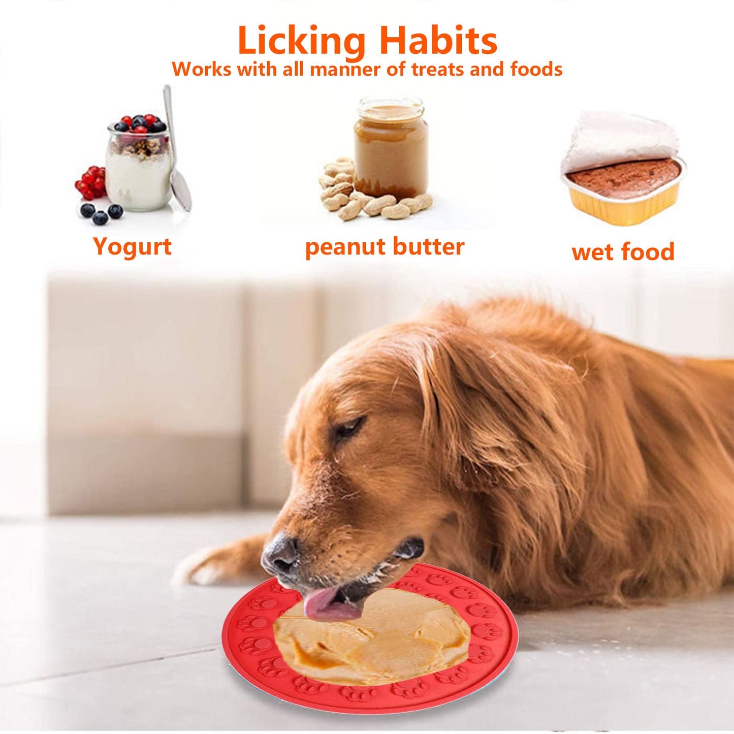 Pawfriends Silicone Dog Cat Pet Licking Pad Anti-Anxiety Slow-Feeding Licking Pad Red - DogsDomain.com.au