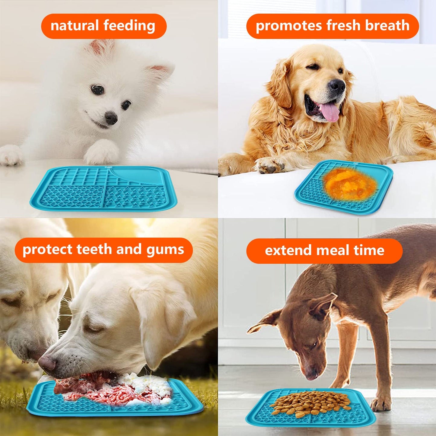 Pawfriends Silicone Dog Cat Pet Licking Pad Anti-Anxiety Toy Slow-Feeding Licking Pad Blue - DogsDomain.com.au