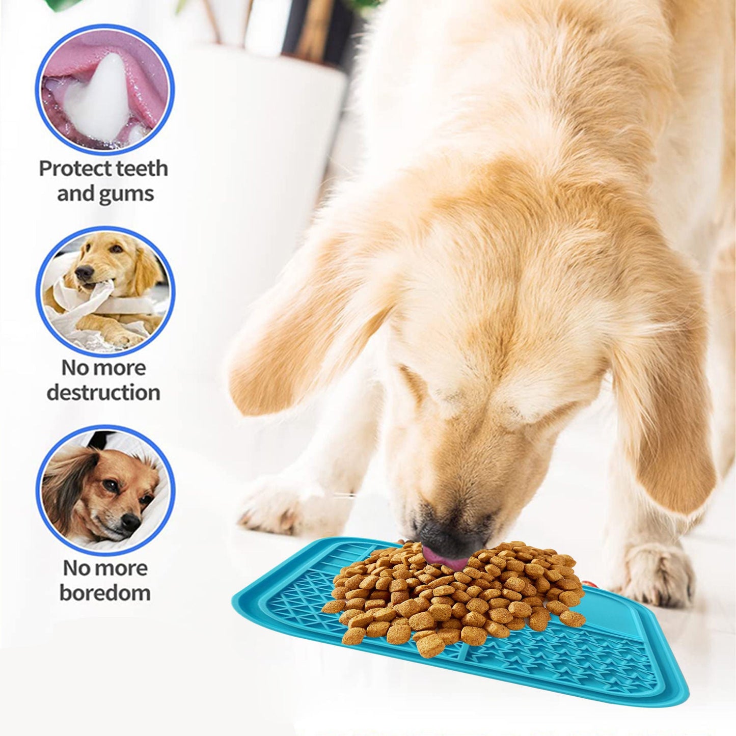 Pawfriends Silicone Dog Cat Pet Licking Pad Anti-Anxiety Toy Slow-Feeding Licking Pad Blue - DogsDomain.com.au