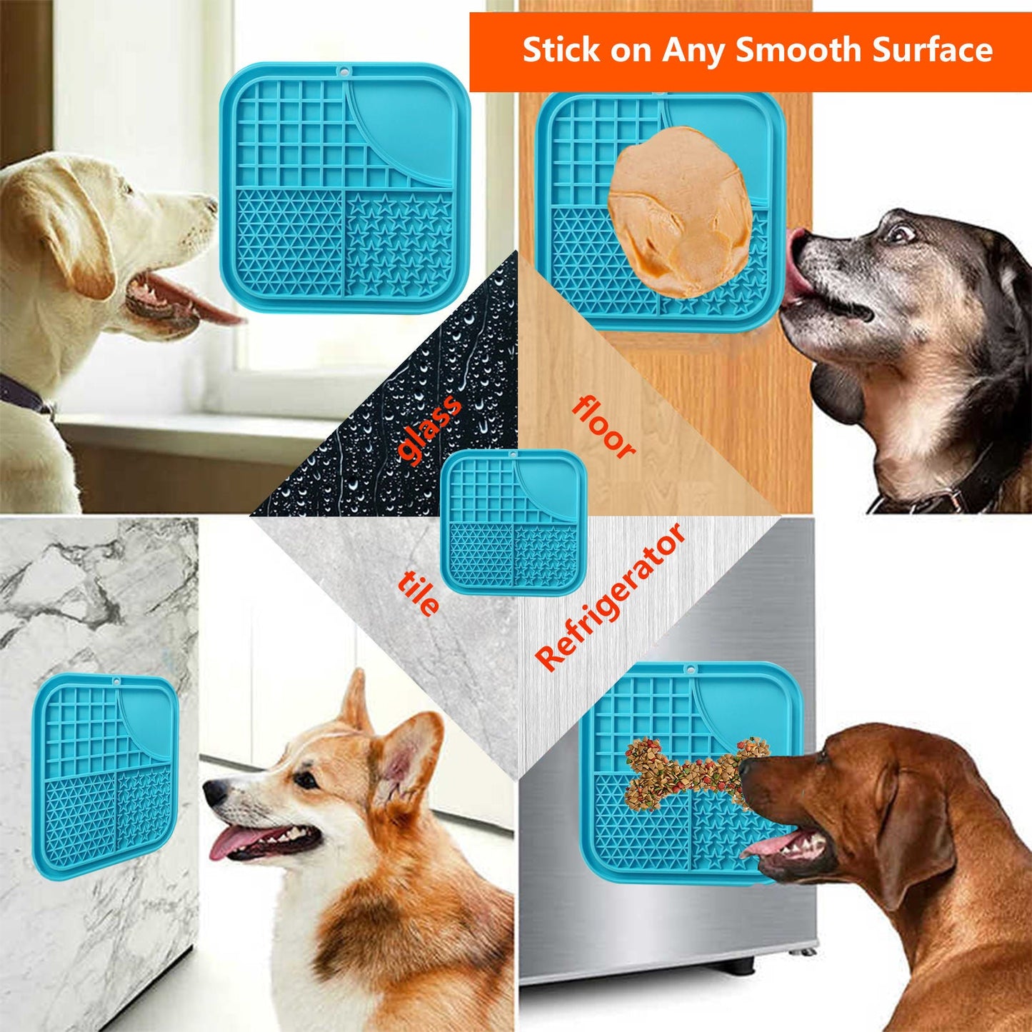 Pawfriends Silicone Dog Cat Pet Licking Pad Anti-Anxiety Toy Slow-Feeding Licking Pad Blue - DogsDomain.com.au