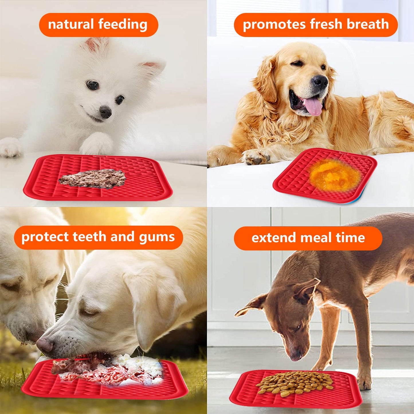 Pawfriends Silicone Dog Pet Lick Mat Anti-choking Slow Feeder Bath Grooming Helper Red - DogsDomain.com.au