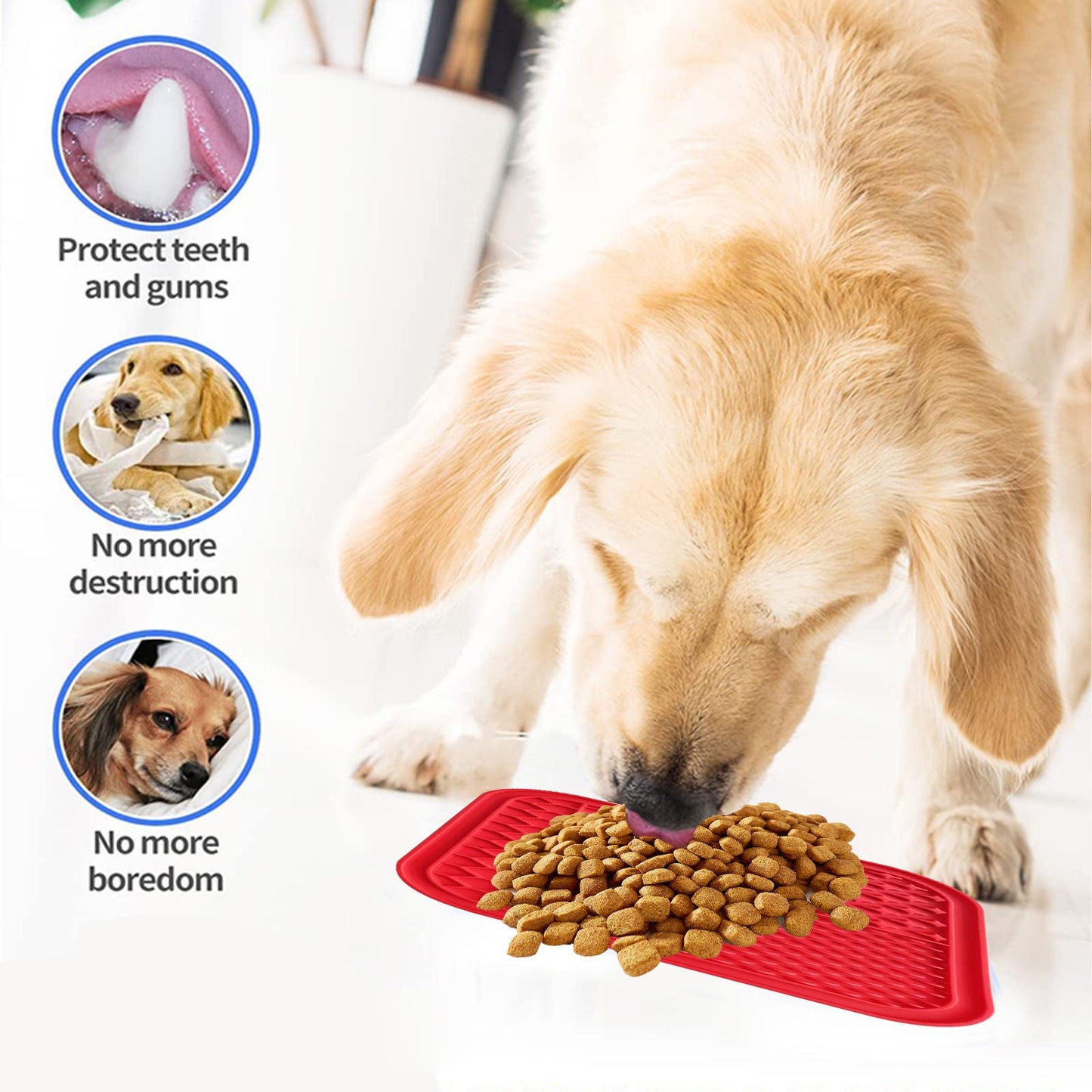 Pawfriends Silicone Dog Pet Lick Mat Anti-choking Slow Feeder Bath Grooming Helper Red - DogsDomain.com.au