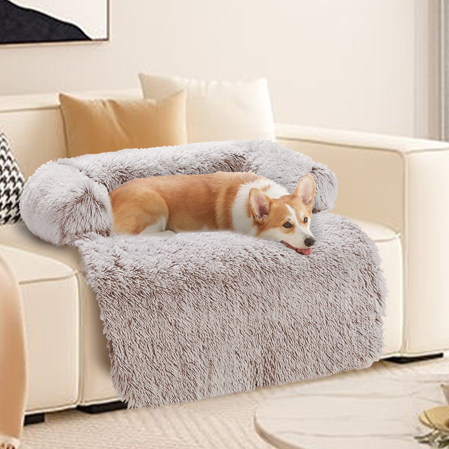 Pet Sofa Bed Dog Calming Sofa Cover Protector Cushion Plush Mat S - DogsDomain.com.au