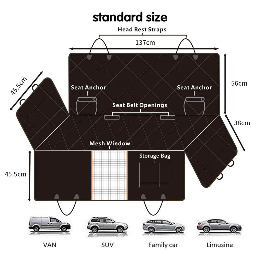Premium Waterproof Pet Cat Dog Back Car Seat Cover Hammock Nonslip Protector Mat - DogsDomain.com.au