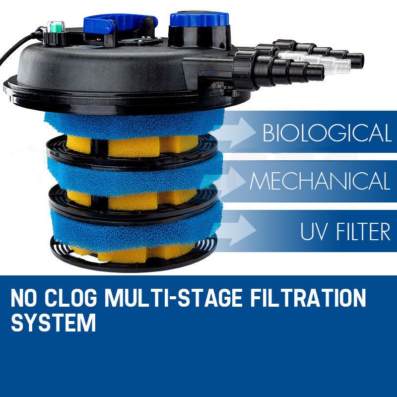 PROTEGE Aquarium External Canister Filter Aqua Fish Tank Pond Water UV Light 10000 L/H - DogsDomain.com.au