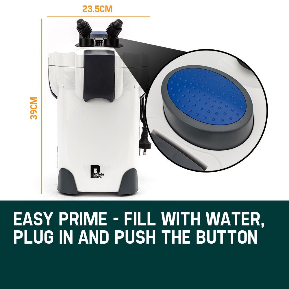 PROTEGE Aquarium External Canister Filter Pump Aqua Fish Tank Pond Pump 1250 L/H - DogsDomain.com.au