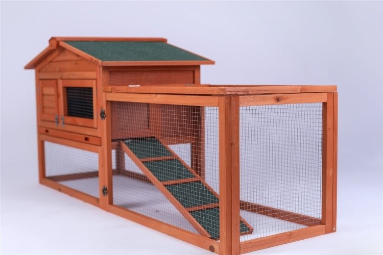 Rabbit Hutch Metal Run Wooden Cage Guinea Pig Cage House - DogsDomain.com.au
