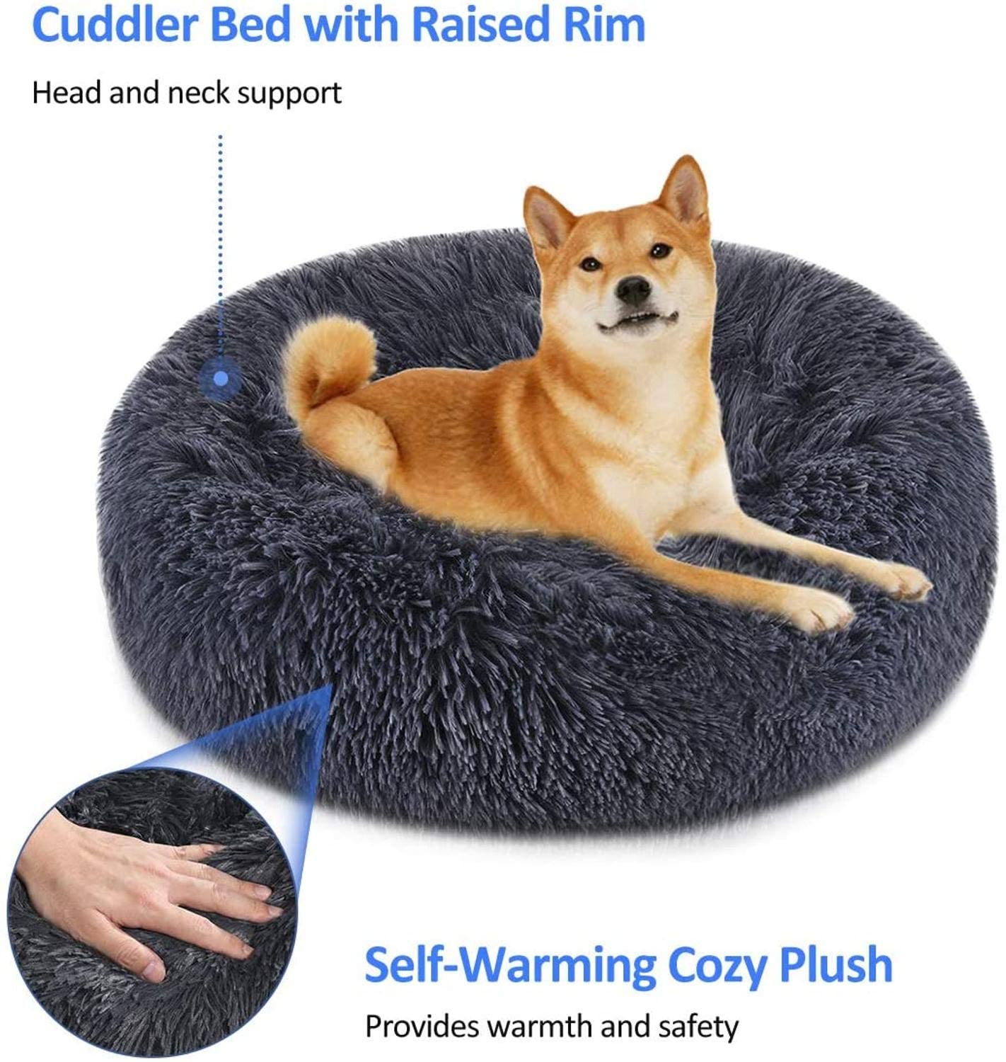 Soft Dog Bed Round Washable Plush Pet Kennel Cat Bed Mat Sofa Small 50cm - DogsDomain.com.au
